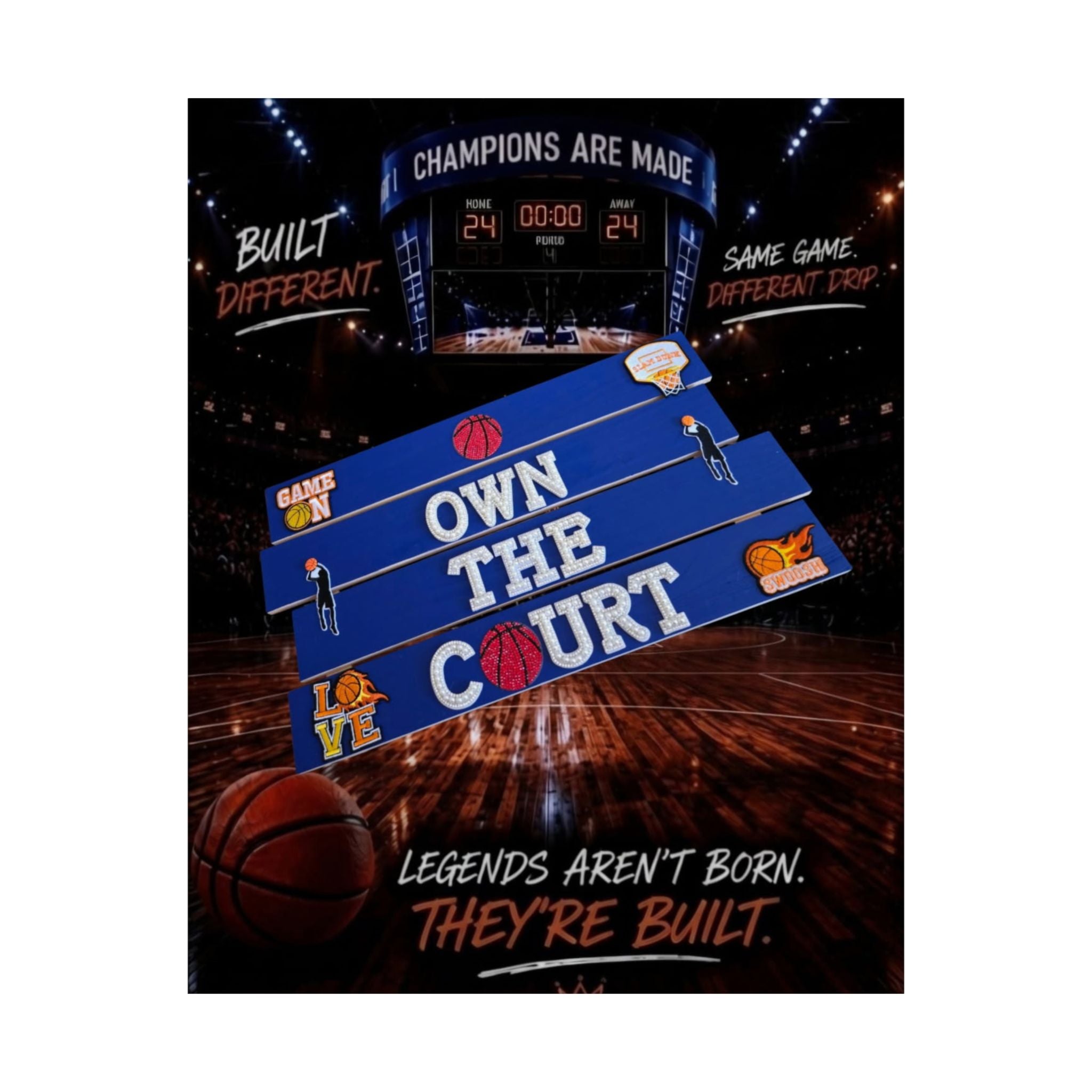 Own The Court Basketball Wall Art Poster | Basketball Wall Decor | Sports Room Decor | Basketball Bedroom Decor | Unframed Wall Art