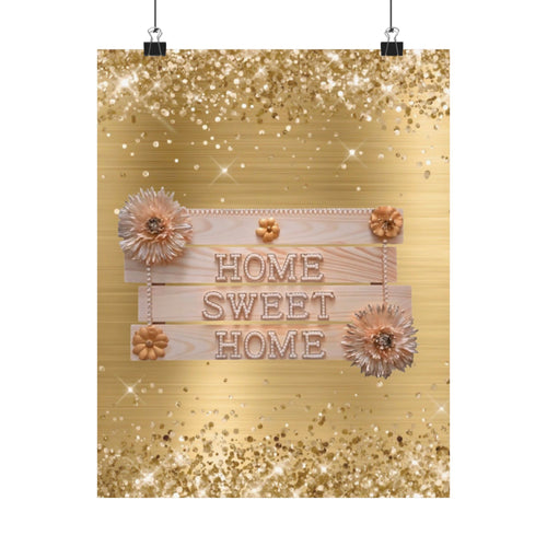 Home Sweet Home Wall Art Poster | Neutral Glam Home Decor | Elegant Quote Wall Art | Living Room Decor | Unframed Print