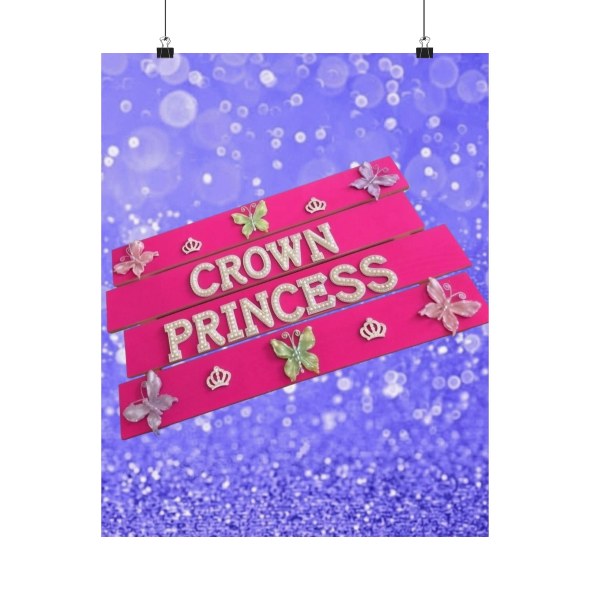 Crown Princess Wall Art Poster | Girls Room Decor | Princess Bedroom Decor | Pink Wall Art | Kids Wall Art | Little Girl Room Decor | Nursery Decor | Unframed Print