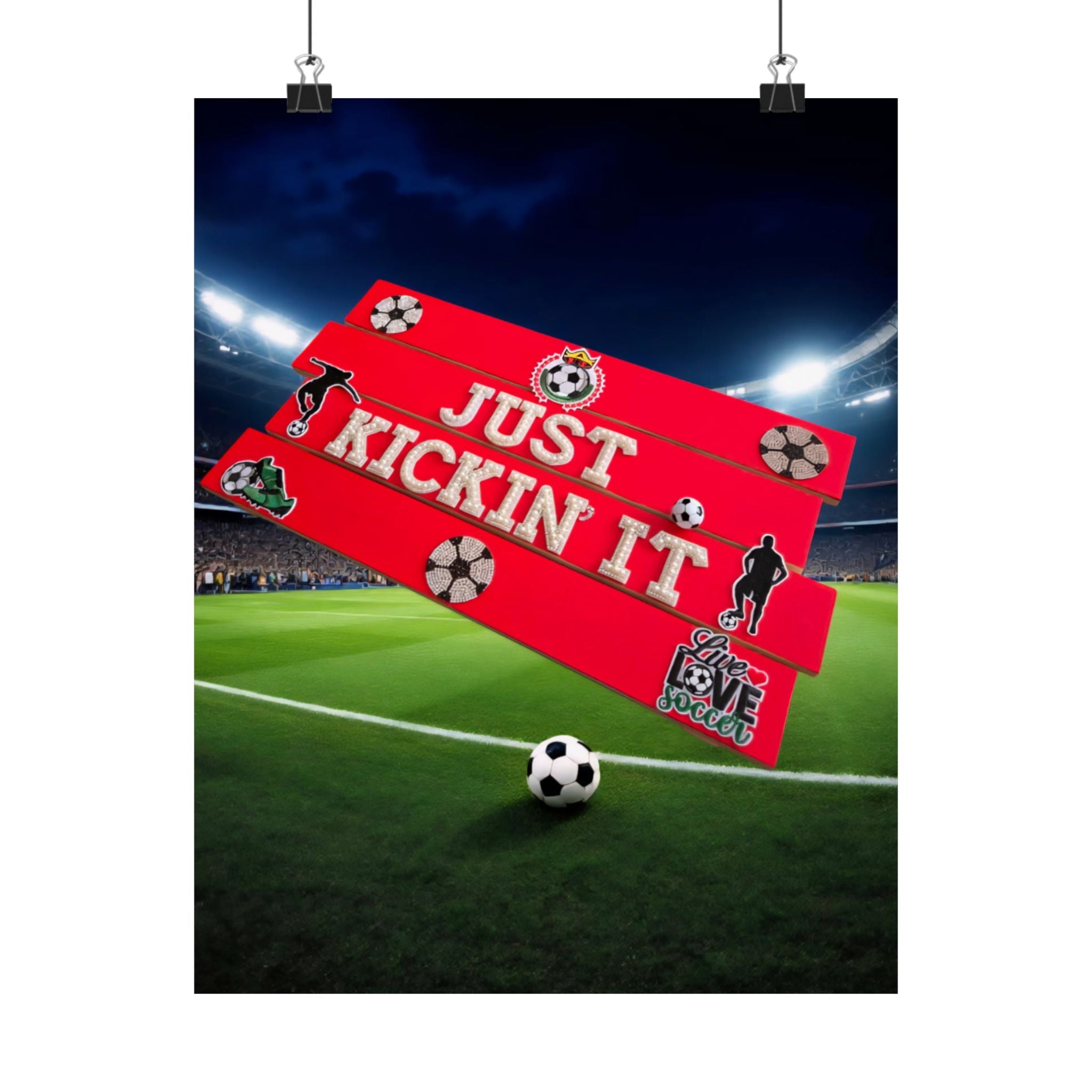 Just Kickin’ It Soccer Wall Art Poster | Kids Sports Room Decor | Soccer Wall Art | Boys Room Decor | Athlete Wall Art | Unframed Print