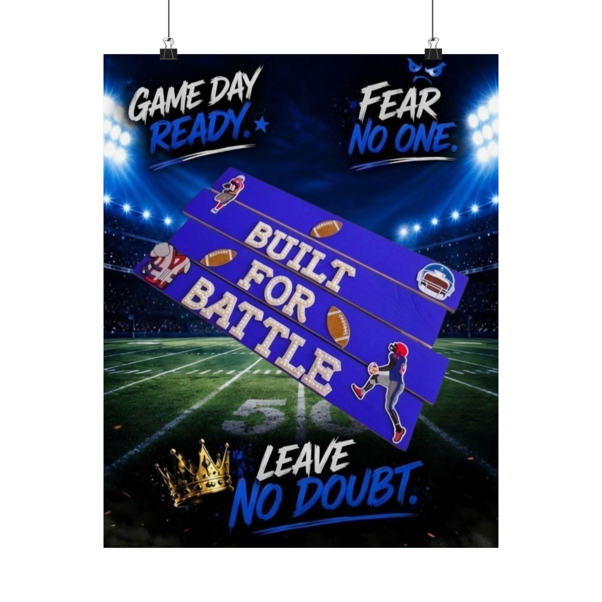 Built For Battle Football Wall Art Poster | Football Room Decor | Sports Room Decor | Football Bedroom Decor | Unframed Wall Art