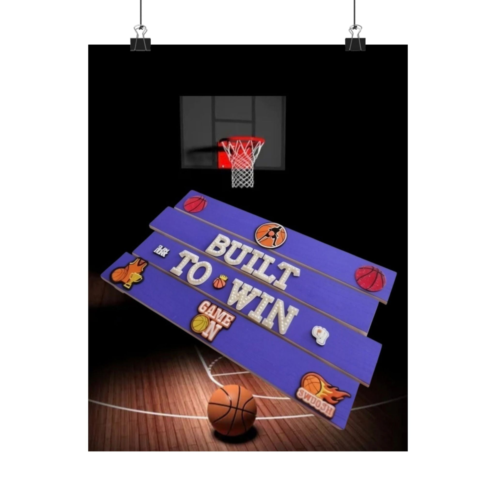 Built To Win Basketball Wall Art Poster | Basketball Wall Decor | Sports Room Decor | Basketball Bedroom Decor | Unframed Wall Art