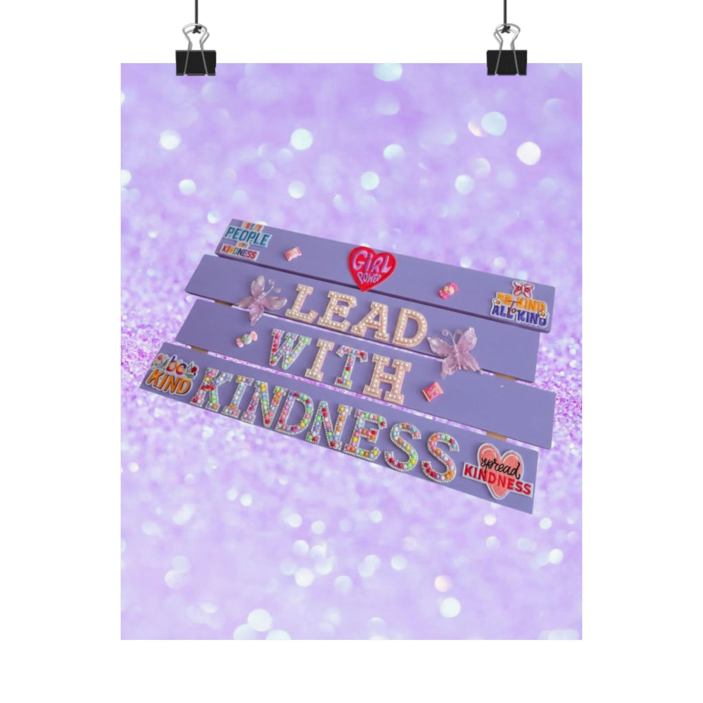 Lead With Kindness Poster – Lavender | Kids Room Decor | Positive Affirmation Wall Art | Classroom Decor | Unframed Print