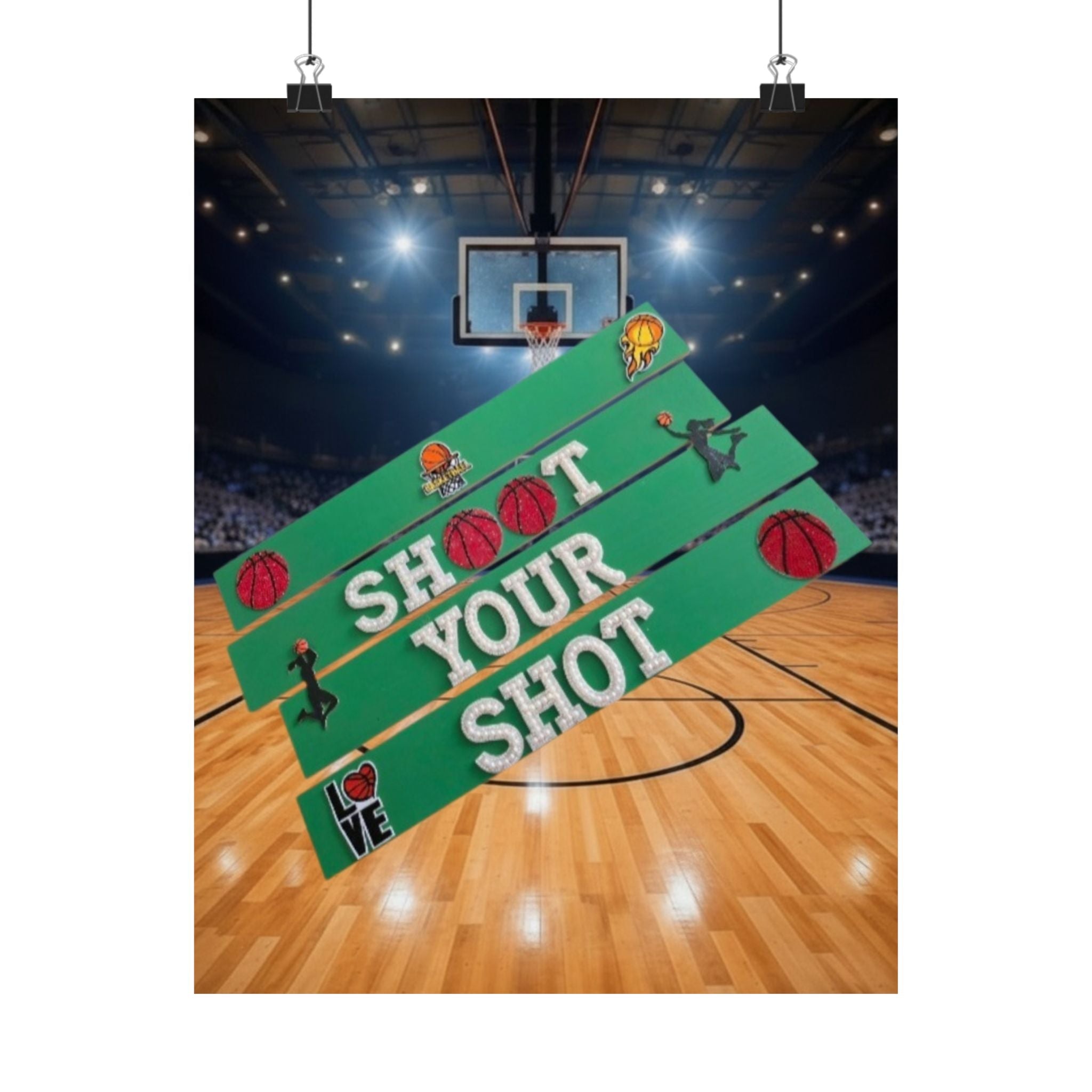 Shoot Your Shot Basketball Wall Art Poster | Girls Sports Room Decor | Basketball Wall Art | Girls Room Decor | Athlete Motivation Wall Art | Unframed Print