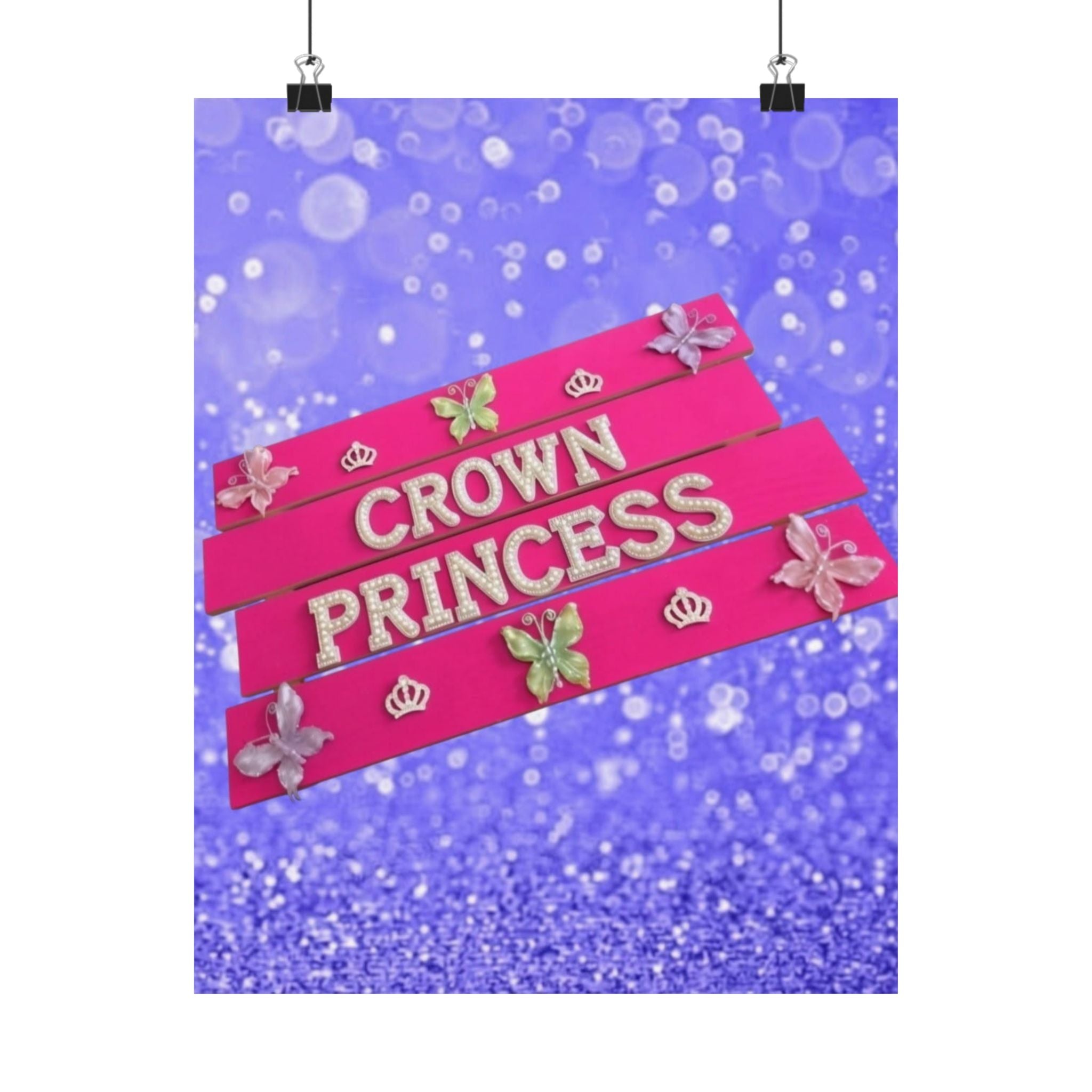 Crown Princess Wall Art Poster | Girls Room Decor | Princess Bedroom Decor | Pink Wall Art | Kids Wall Art | Little Girl Room Decor | Nursery Decor | Unframed Print