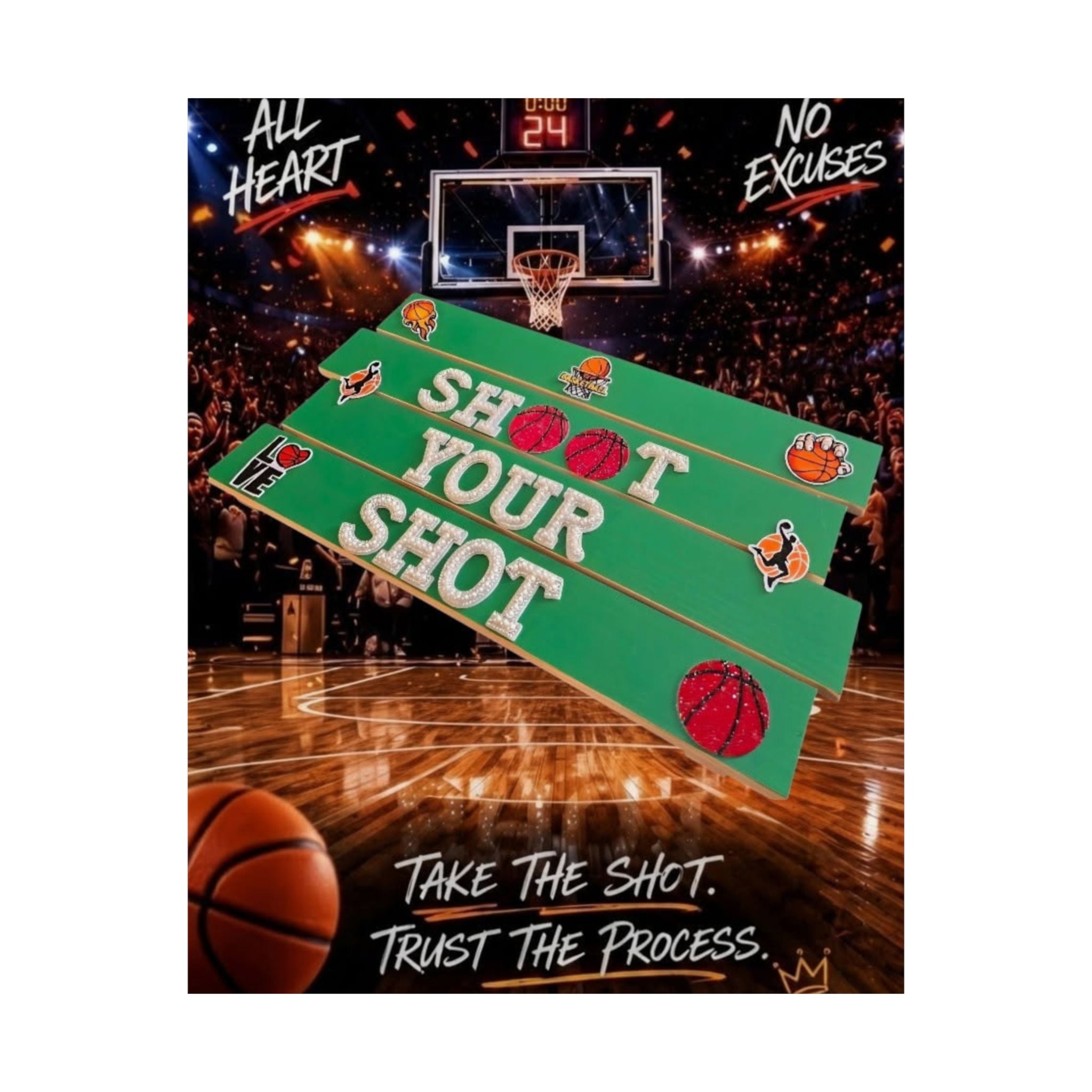 Shoot Your Shot Basketball Wall Art Poster | Basketball Room Decor | Sports Room Decor | Basketball Bedroom Decor | Unframed Wall Art