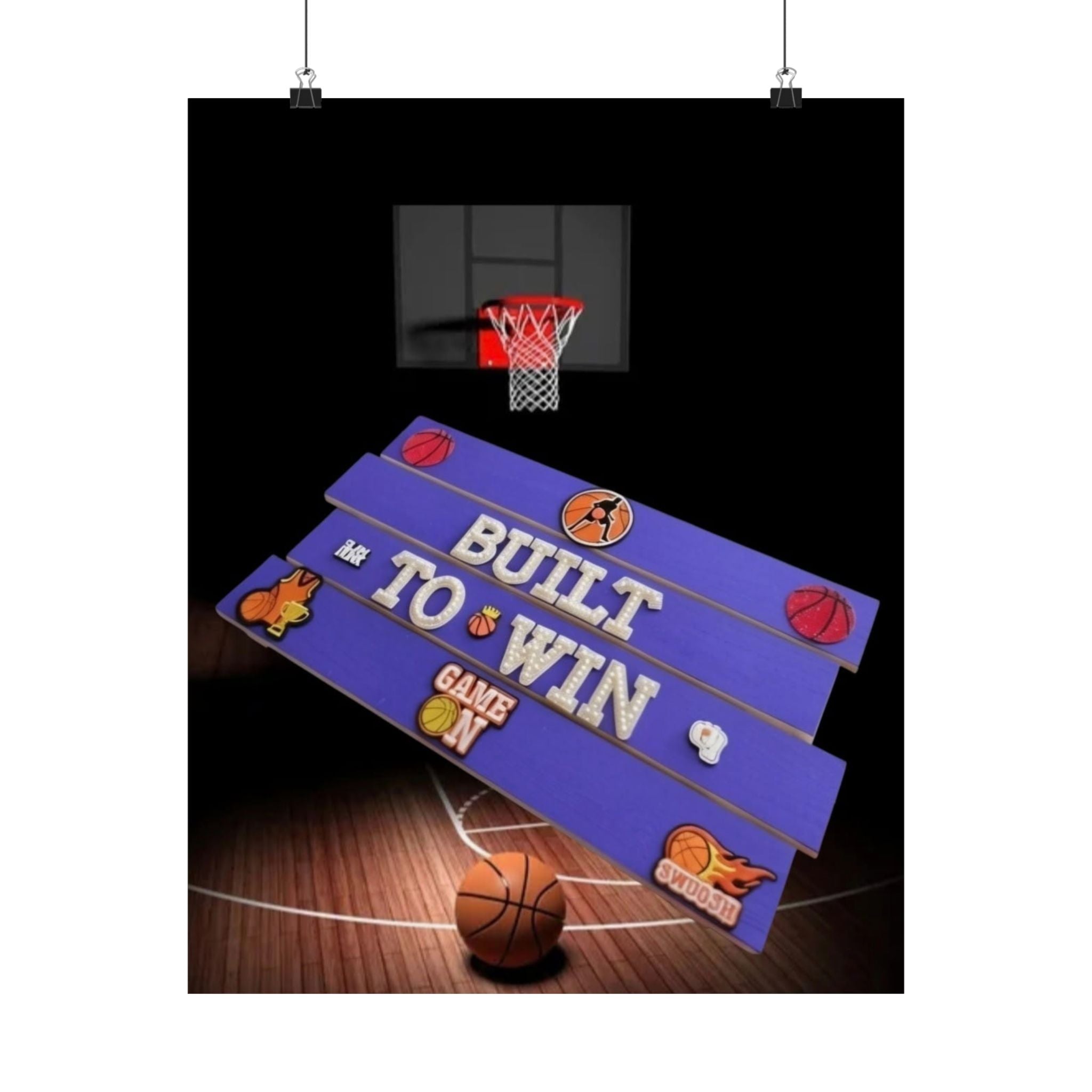 Built To Win Basketball Wall Art Poster | Basketball Wall Decor | Sports Room Decor | Basketball Bedroom Decor | Unframed Wall Art