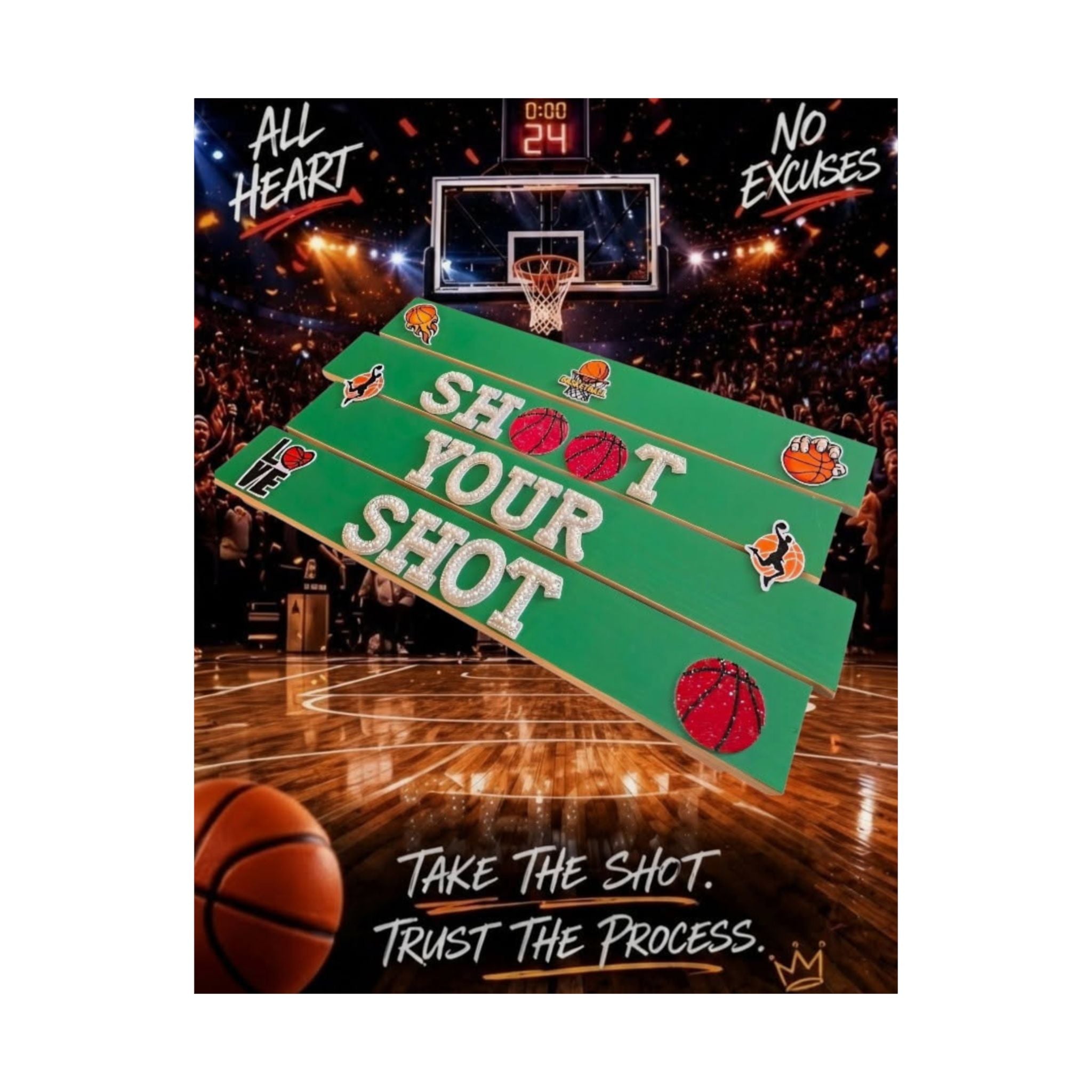 Shoot Your Shot Basketball Wall Art Poster | Basketball Room Decor | Sports Room Decor | Basketball Bedroom Decor | Unframed Wall Art