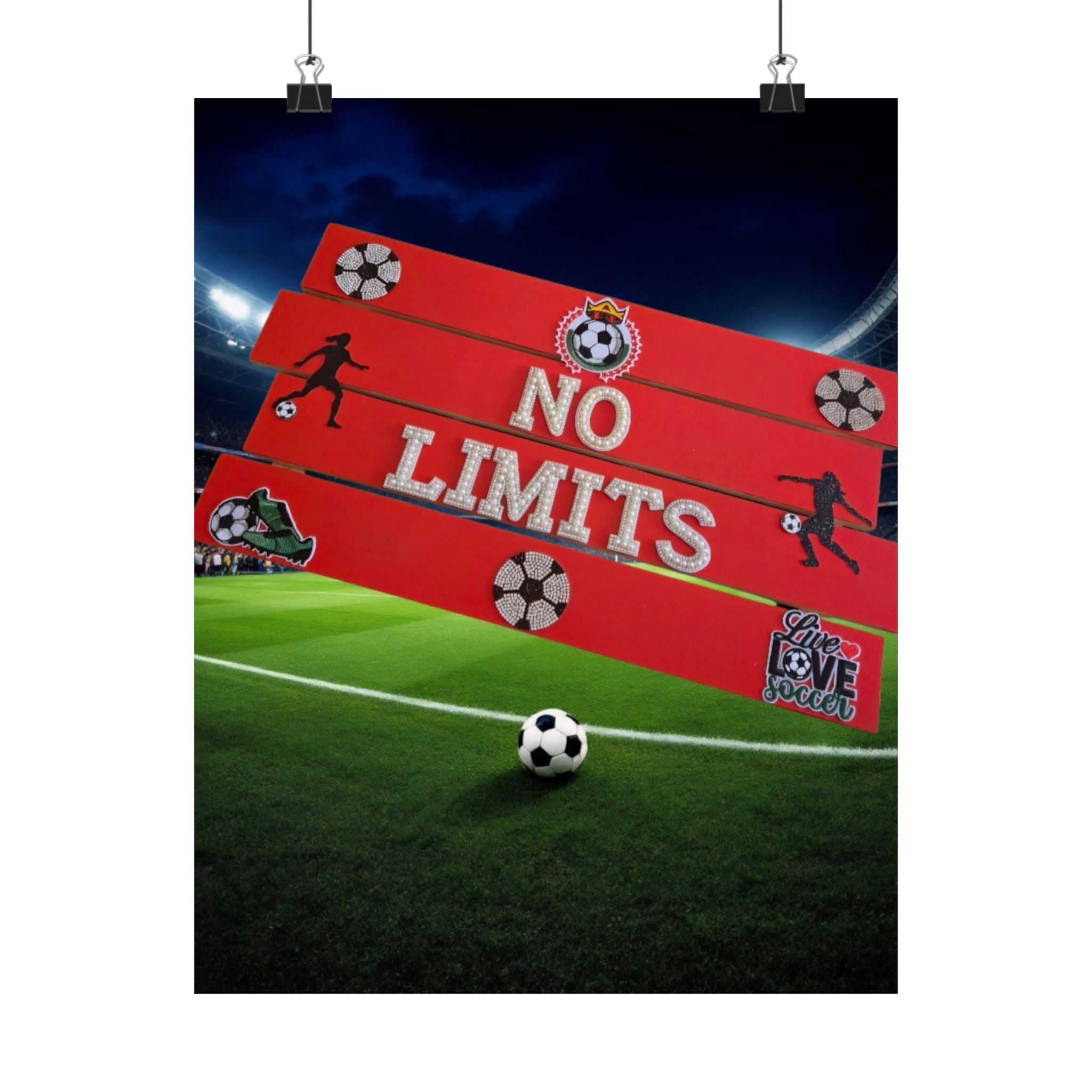 No Limits Soccer Wall Art Poster | Girls Sports Room Decor | Soccer Wall Art | Girls Room Decor | Athlete Wall Art | Unframed Print