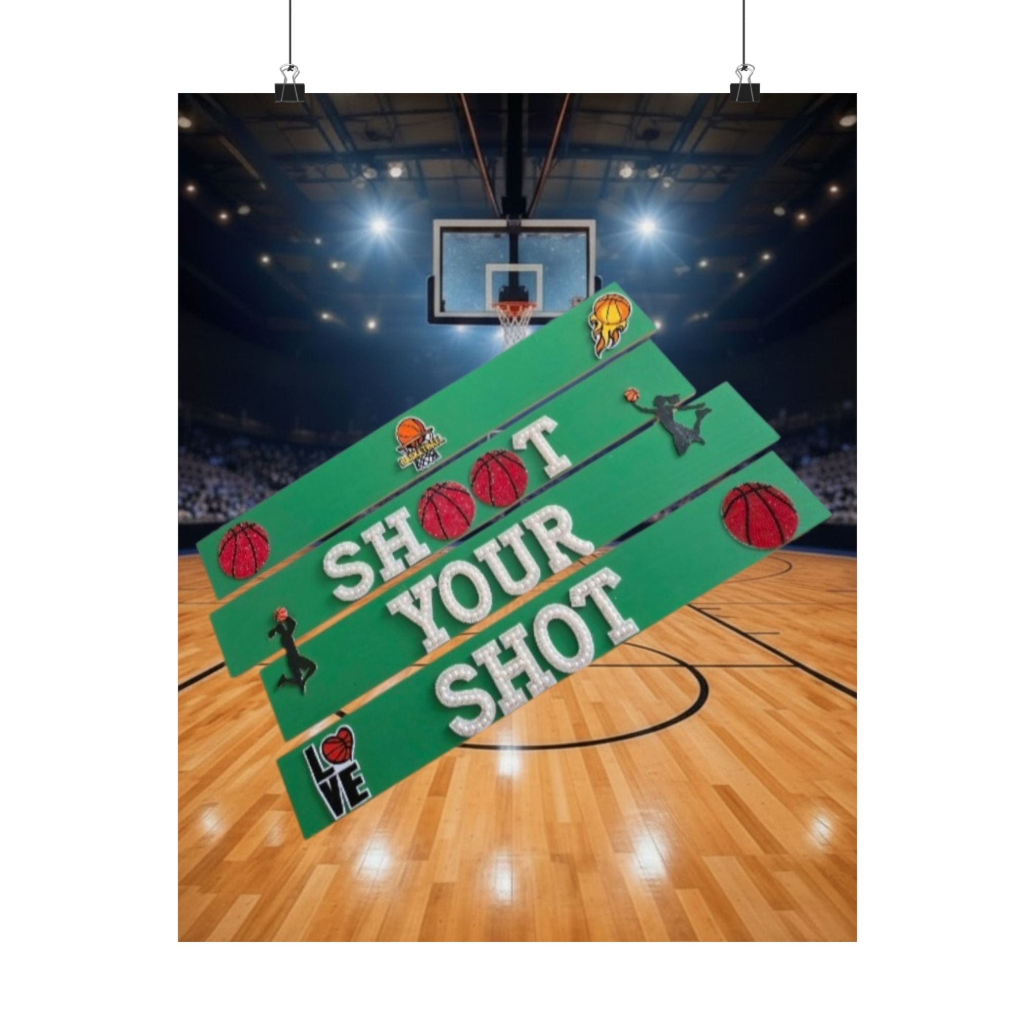 Shoot Your Shot Basketball Wall Art Poster | Girls Sports Room Decor | Basketball Wall Art | Girls Room Decor | Athlete Motivation Wall Art | Unframed Print
