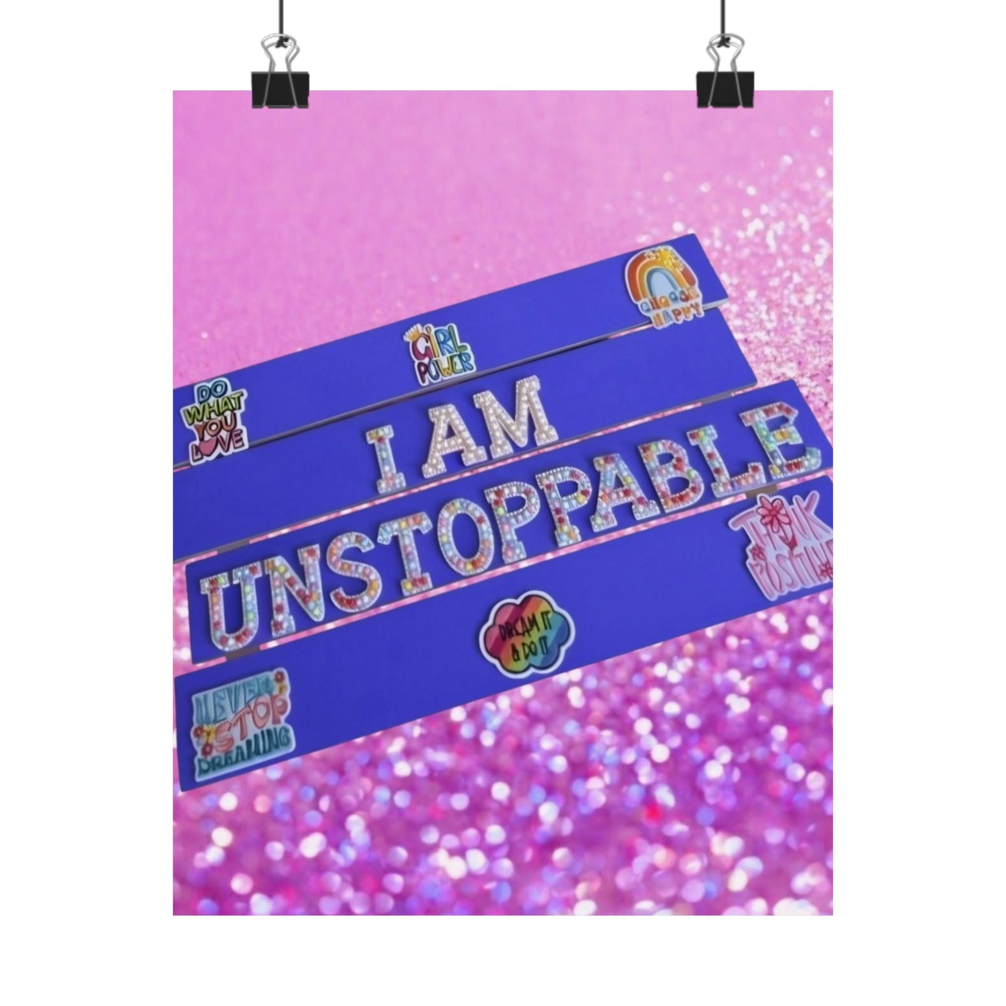 I Am Unstoppable Inspirational Wall Art Poster | Girls Room Decor | Kids Room Decor | Motivational Bedroom Decor | Unframed Wall Art