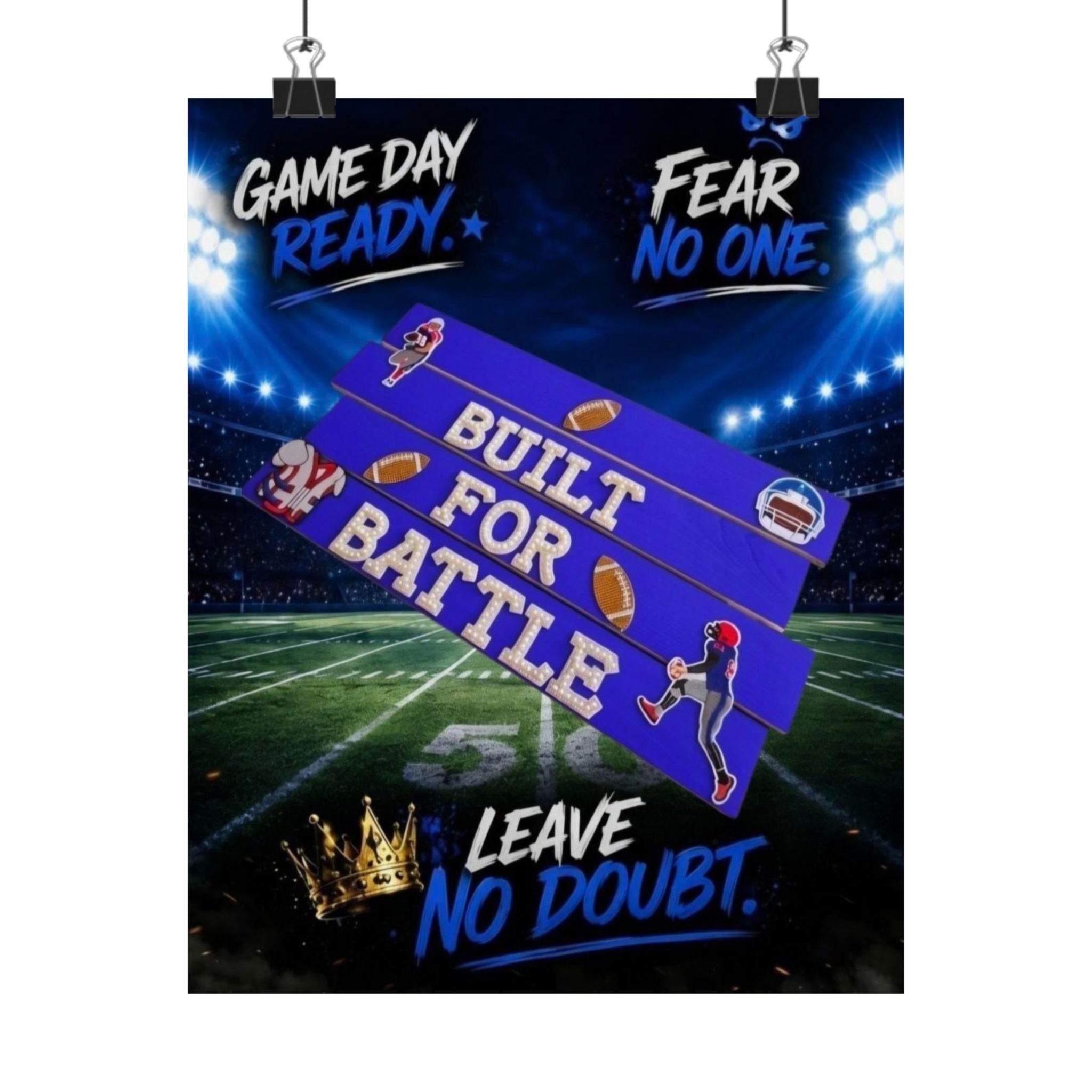 Built For Battle Football Wall Art Poster | Football Room Decor | Sports Room Decor | Football Bedroom Decor | Unframed Wall Art