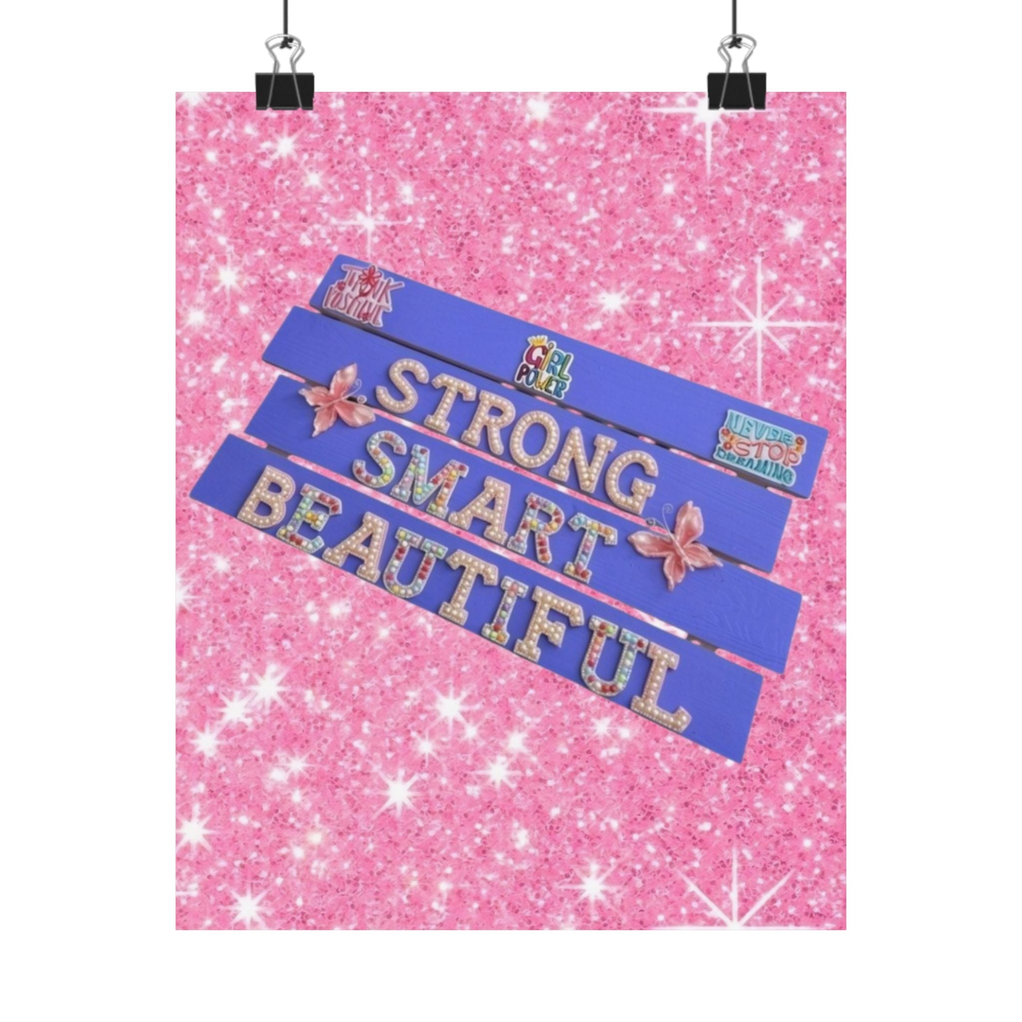 Strong Smart Beautiful Wall Art Poster | Girls Room Decor | Inspirational Kids Wall Art | Positive Affirmation Wall Decor | Girl Power Poster | Unframed Print