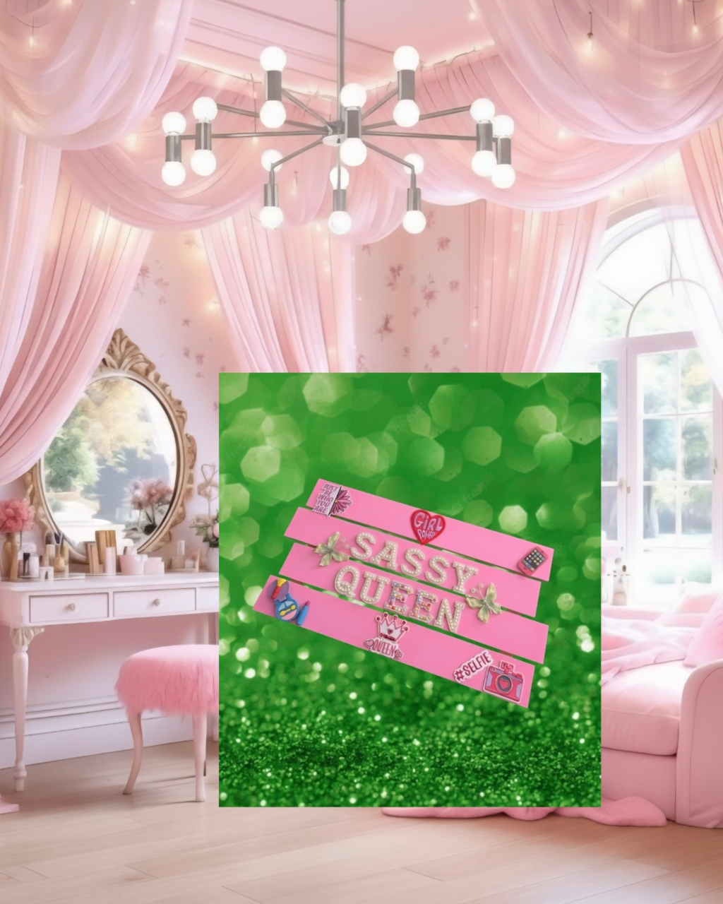 Sassy Queen Wall Art Poster | Girls Room Decor | Inspirational Kids Wall Art | Girl Power Decor | Pink Wall Art | Playroom Decor | Unframed Print
