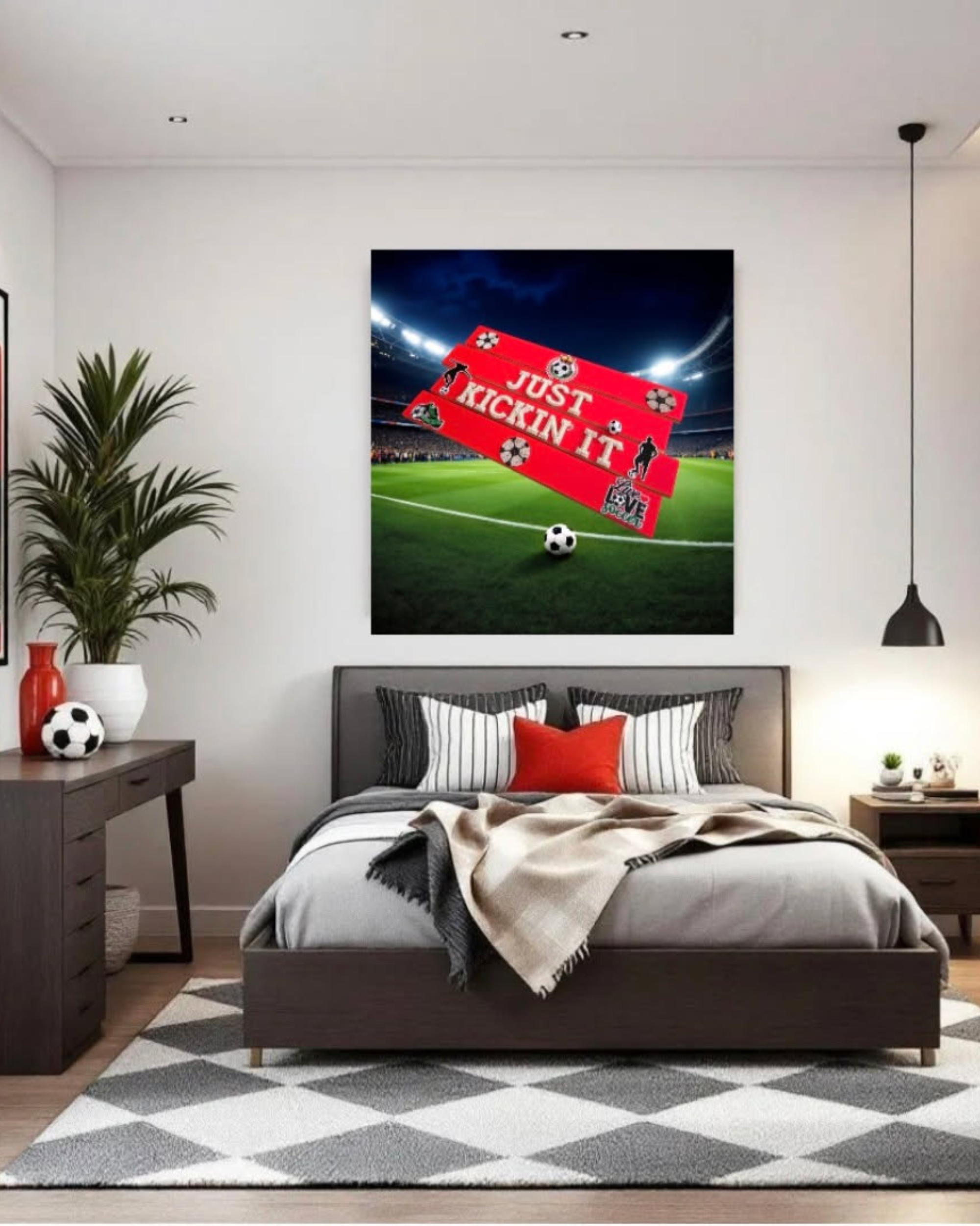 Just Kickin’ It Soccer Wall Art Poster | Kids Sports Room Decor | Soccer Wall Art | Boys Room Decor | Athlete Wall Art | Unframed Print