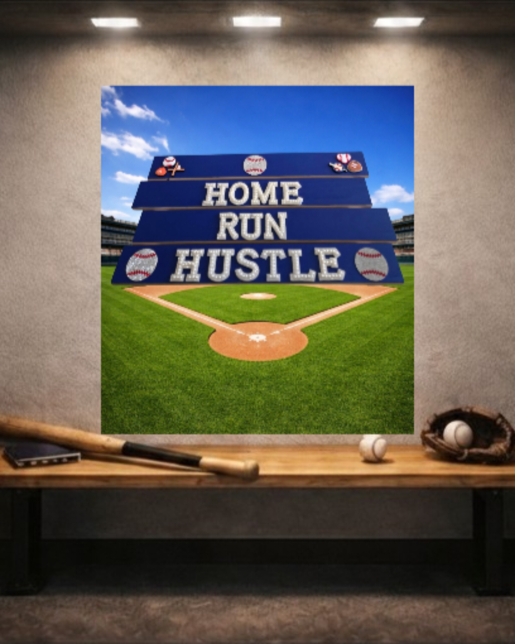 Home Run Hustle Wall Art Poster | Baseball Room Decor | Kids Sports Wall Art | Baseball Bedroom Decor | Athlete Wall Decor | Boys Room Decor | Unframed Print