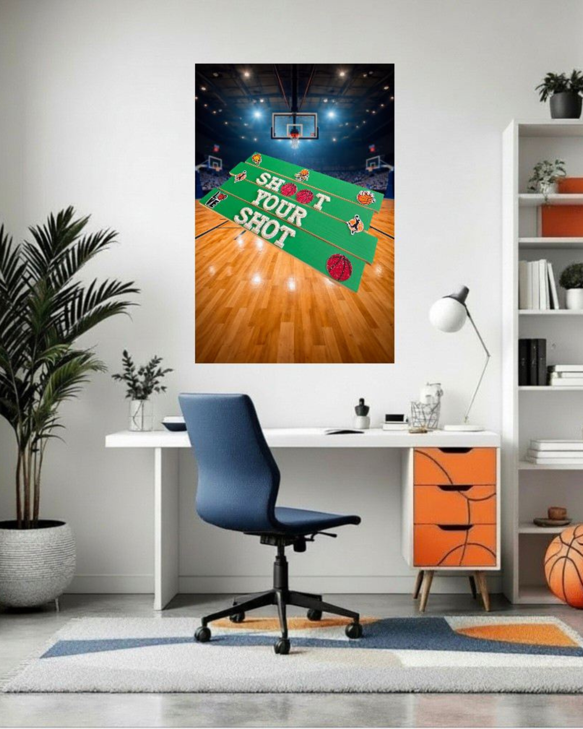 Shoot Your Shot Basketball Wall Art Poster | Kids Sports Room Decor | Basketball Wall Art | Boys Room Decor | Athlete Motivation Wall Art | Unframed Print
