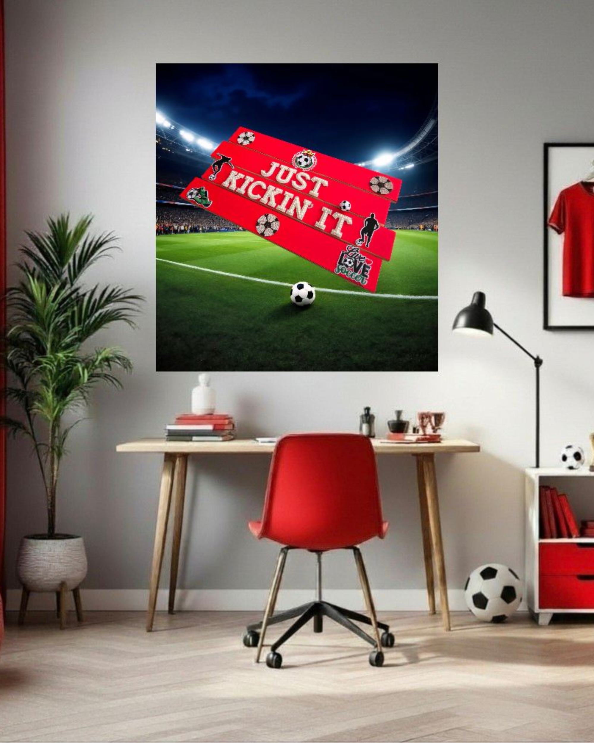 Just Kickin’ It Soccer Wall Art Poster | Kids Sports Room Decor | Soccer Wall Art | Boys Room Decor | Athlete Wall Art | Unframed Print