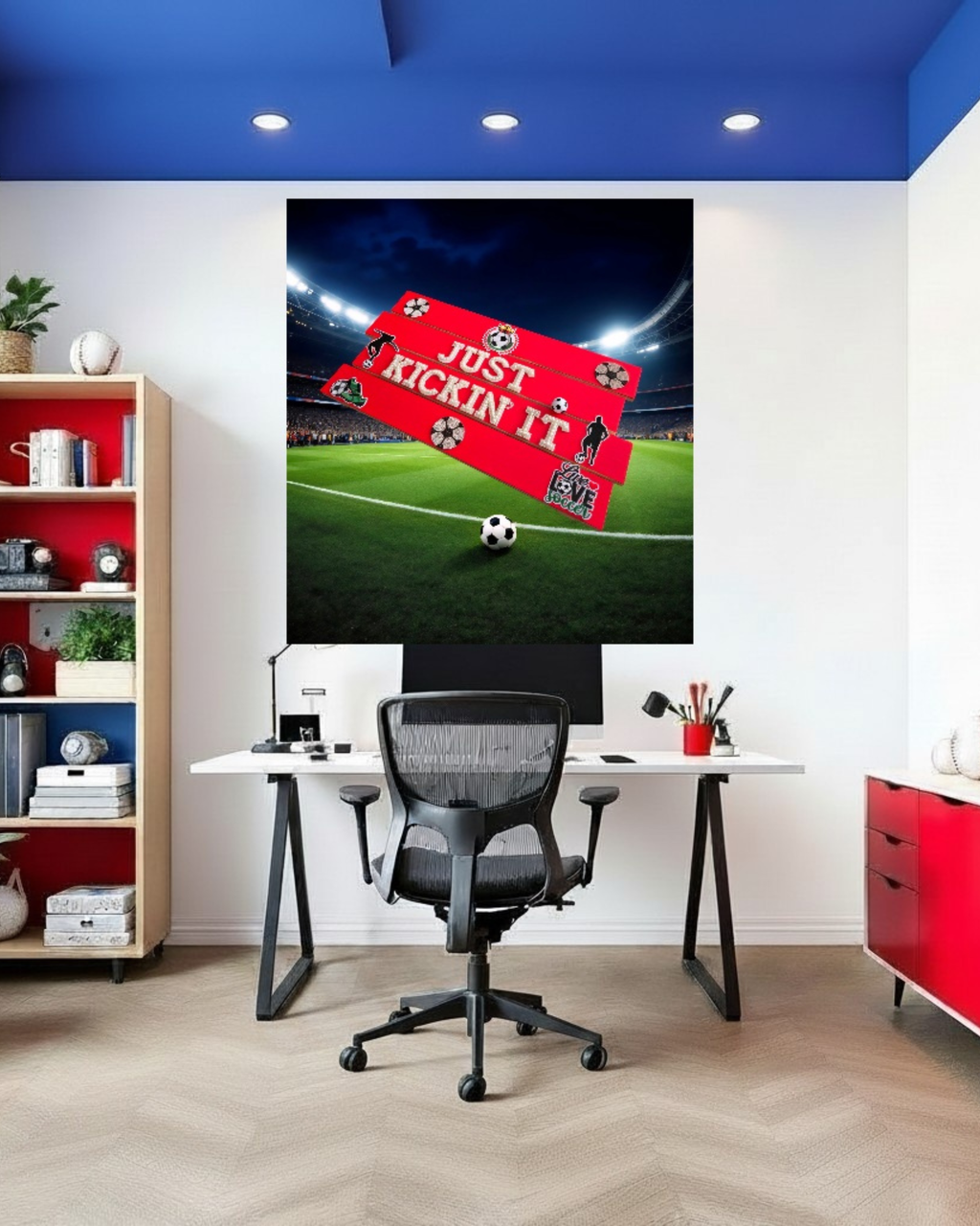 Just Kickin’ It Soccer Wall Art Poster | Kids Sports Room Decor | Soccer Wall Art | Boys Room Decor | Athlete Wall Art | Unframed Print