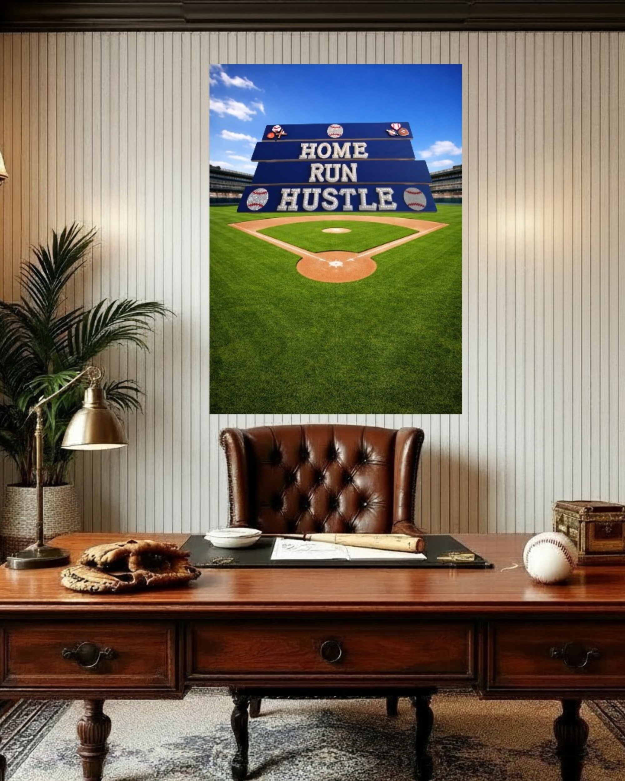 Home Run Hustle Wall Art Poster | Baseball Room Decor | Kids Sports Wall Art | Baseball Bedroom Decor | Athlete Wall Decor | Boys Room Decor | Unframed Print