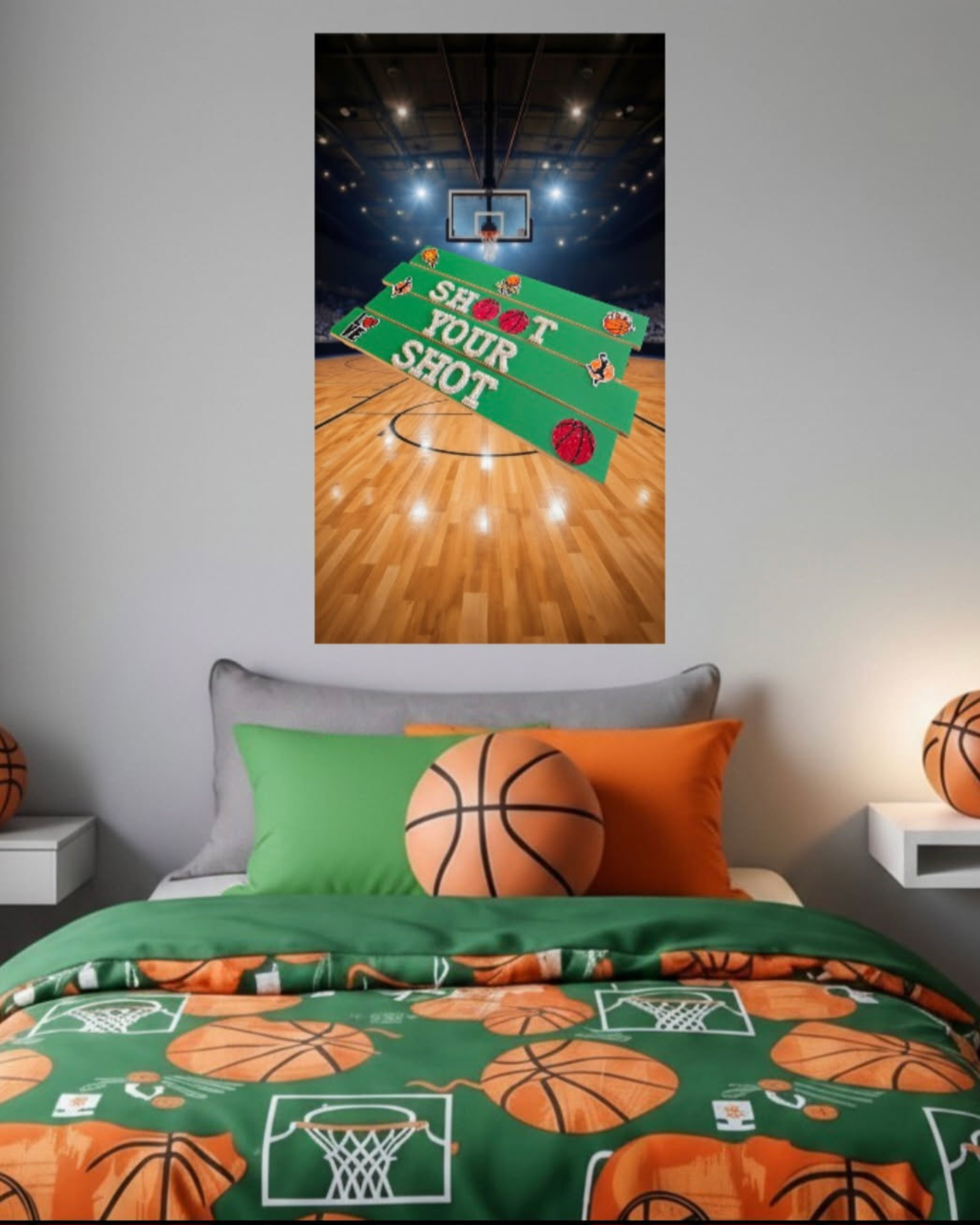 Shoot Your Shot Basketball Wall Art Poster | Kids Sports Room Decor | Basketball Wall Art | Boys Room Decor | Athlete Motivation Wall Art | Unframed Print