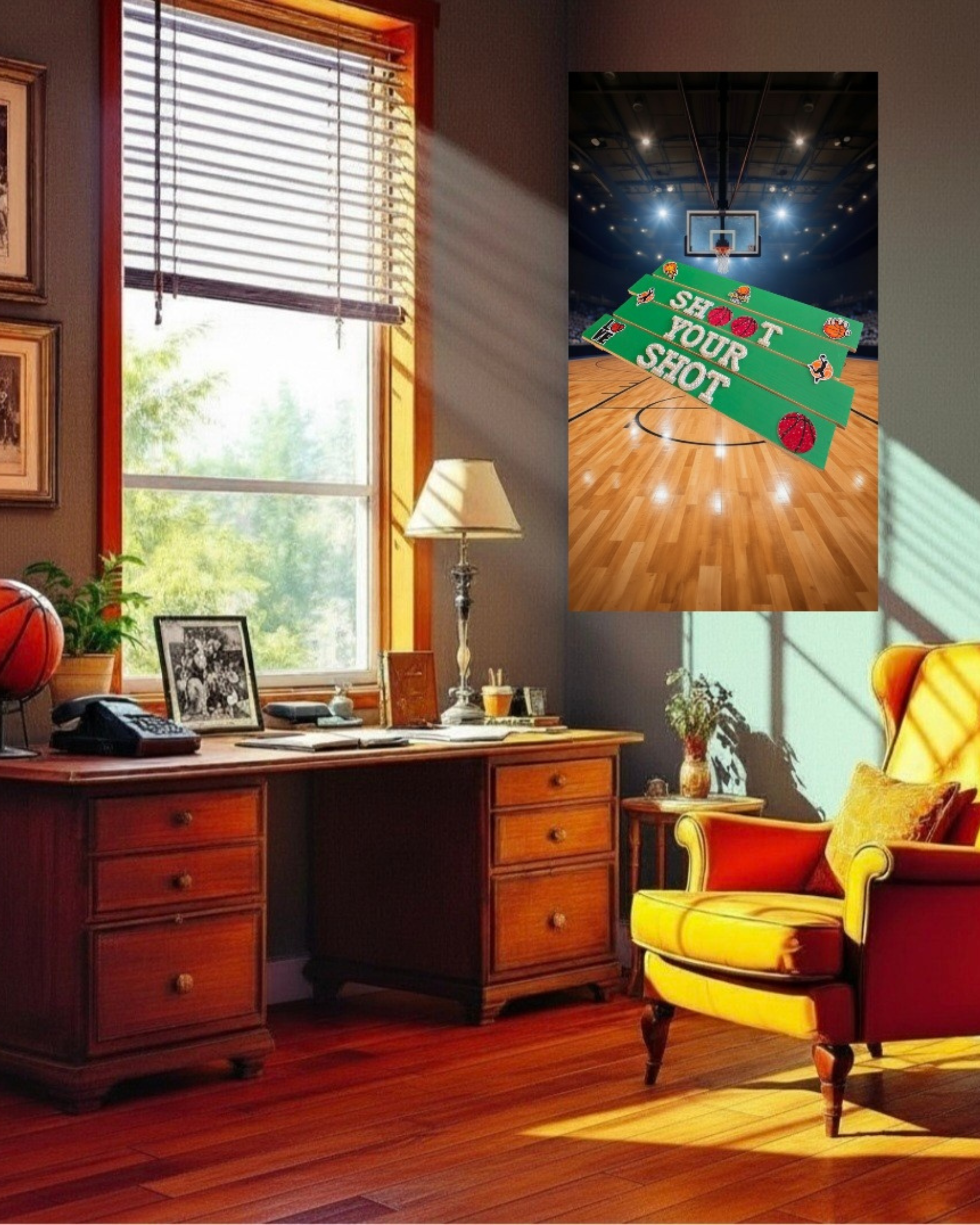 Shoot Your Shot Basketball Wall Art Poster | Kids Sports Room Decor | Basketball Wall Art | Boys Room Decor | Athlete Motivation Wall Art | Unframed Print
