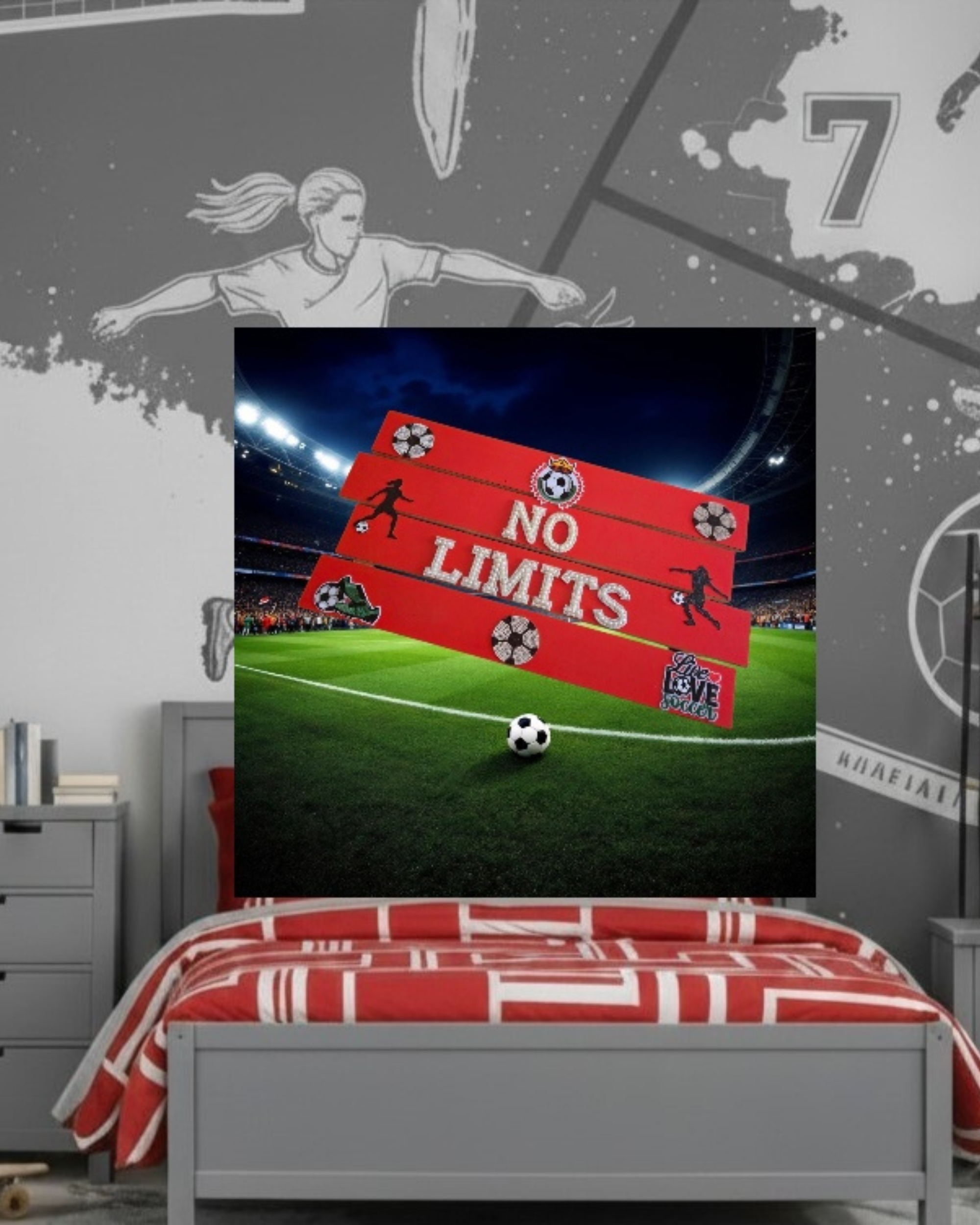 No Limits Soccer Wall Art Poster | Girls Sports Room Decor | Soccer Wall Art | Girls Room Decor | Athlete Wall Art | Unframed Print
