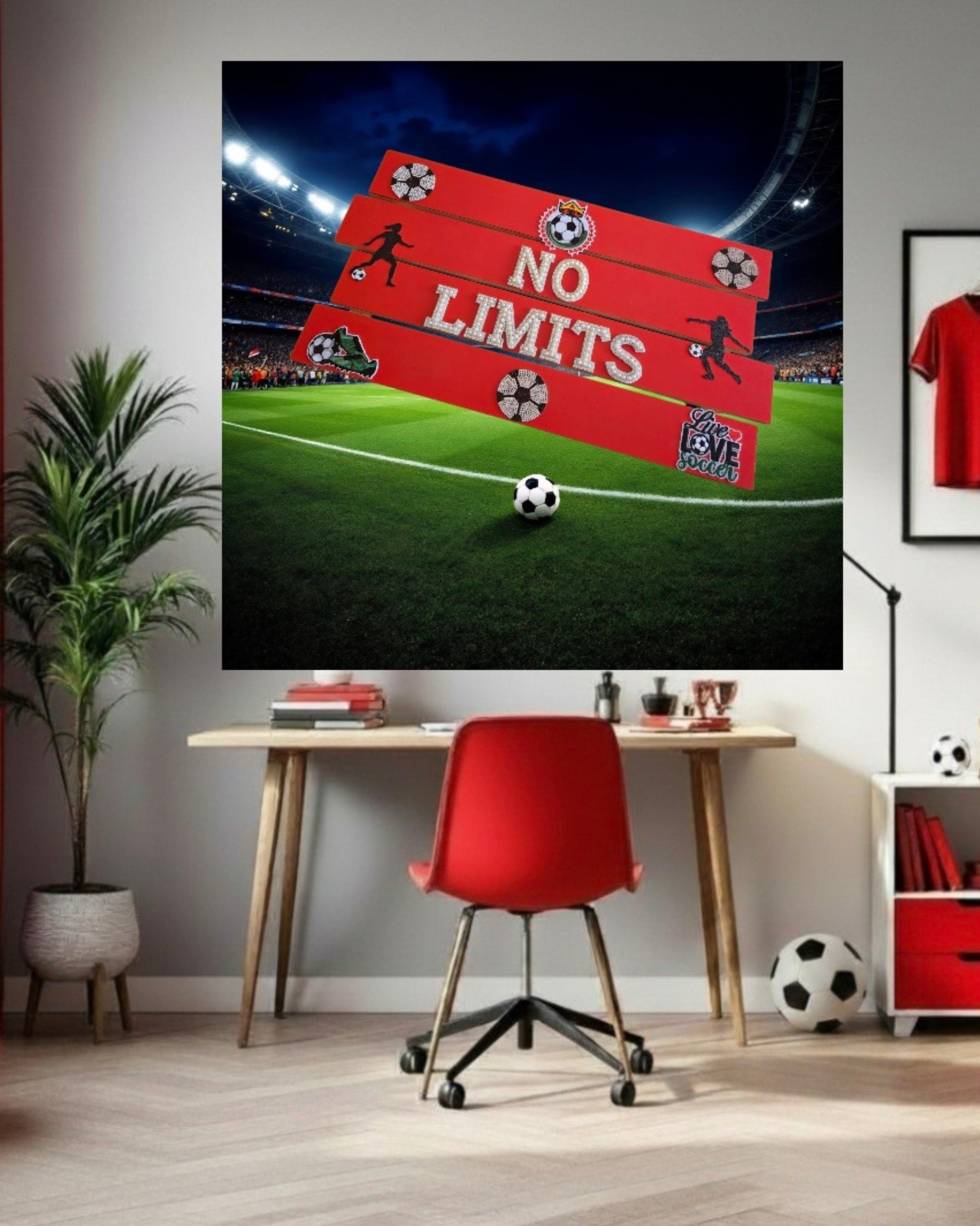 No Limits Soccer Wall Art Poster | Girls Sports Room Decor | Soccer Wall Art | Girls Room Decor | Athlete Wall Art | Unframed Print