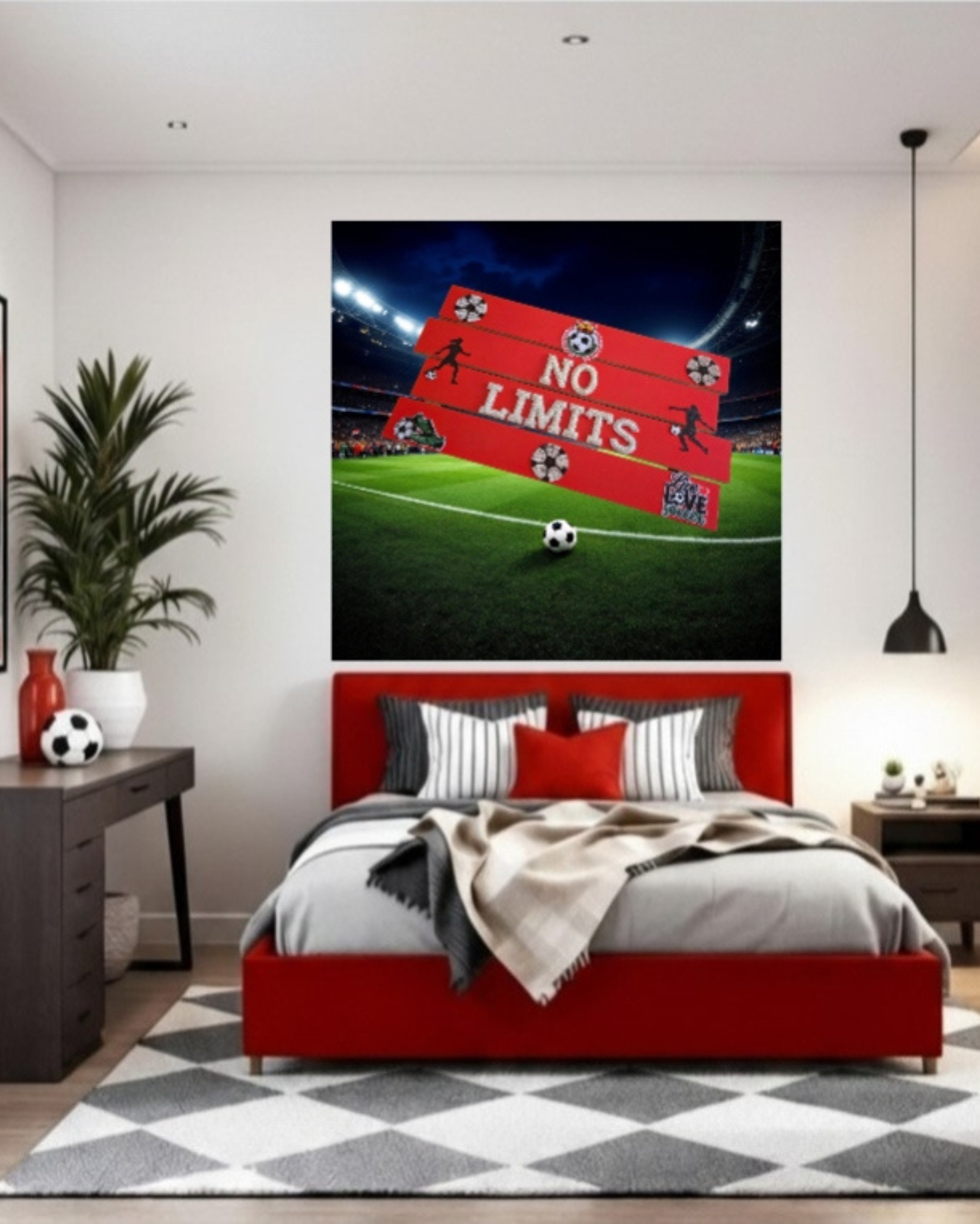 No Limits Soccer Wall Art Poster | Girls Sports Room Decor | Soccer Wall Art | Girls Room Decor | Athlete Wall Art | Unframed Print