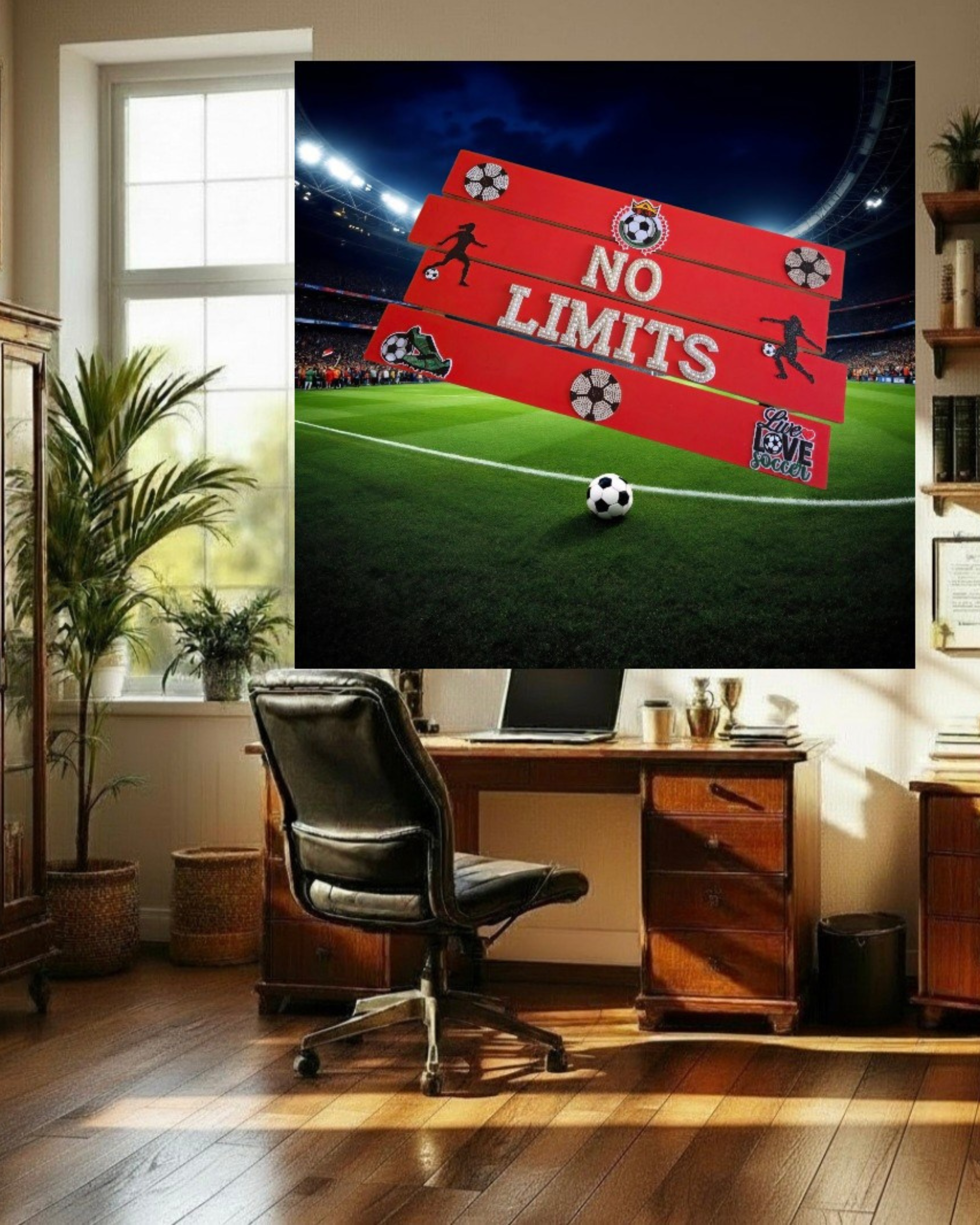 No Limits Soccer Wall Art Poster | Girls Sports Room Decor | Soccer Wall Art | Girls Room Decor | Athlete Wall Art | Unframed Print