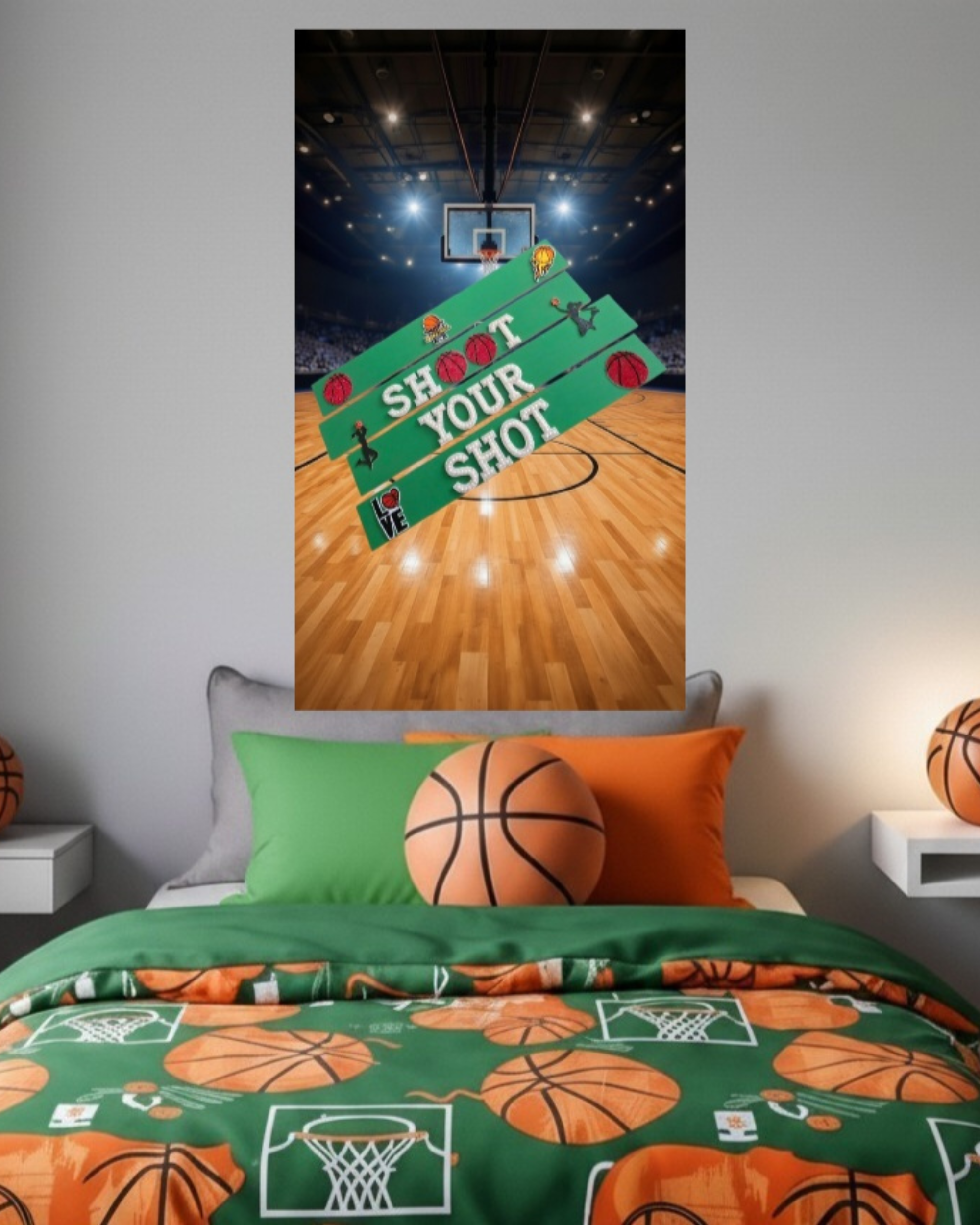 Shoot Your Shot Basketball Wall Art Poster | Girls Sports Room Decor | Basketball Wall Art | Girls Room Decor | Athlete Motivation Wall Art | Unframed Print