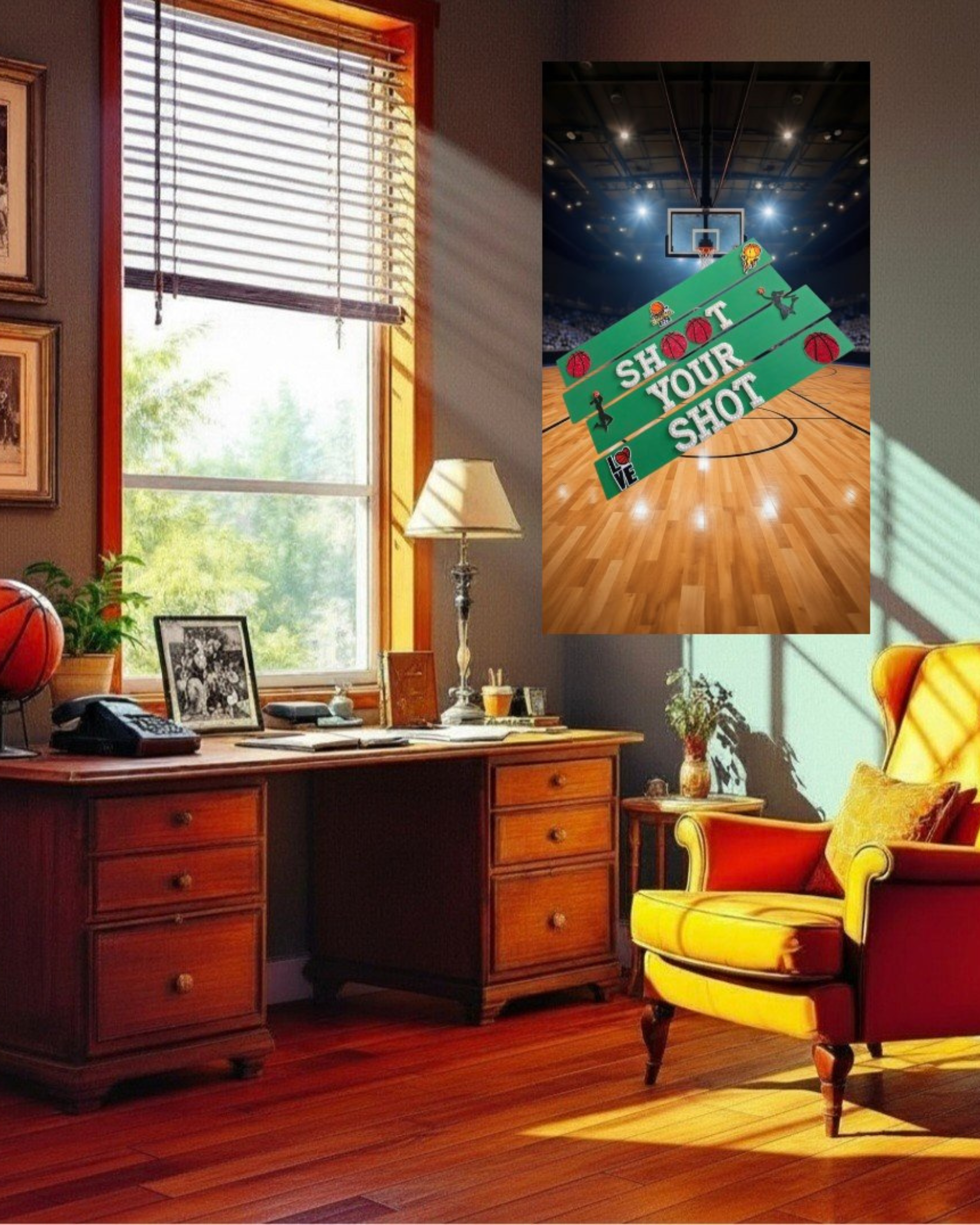Shoot Your Shot Basketball Wall Art Poster | Girls Sports Room Decor | Basketball Wall Art | Girls Room Decor | Athlete Motivation Wall Art | Unframed Print