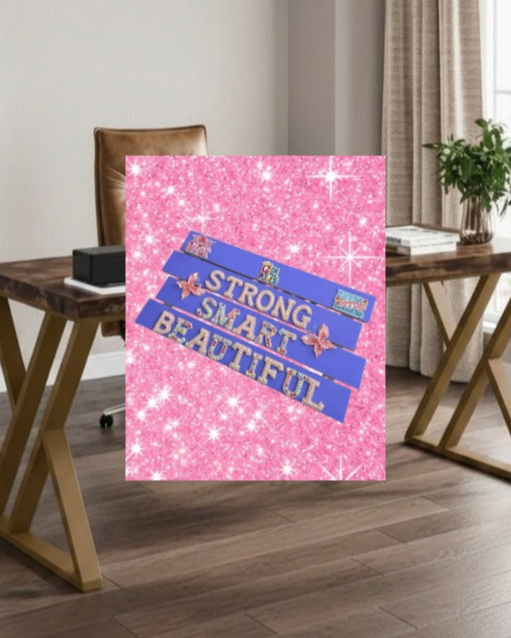Strong Smart Beautiful Wall Art Poster | Girls Room Decor | Inspirational Kids Wall Art | Positive Affirmation Wall Decor | Girl Power Poster | Unframed Print