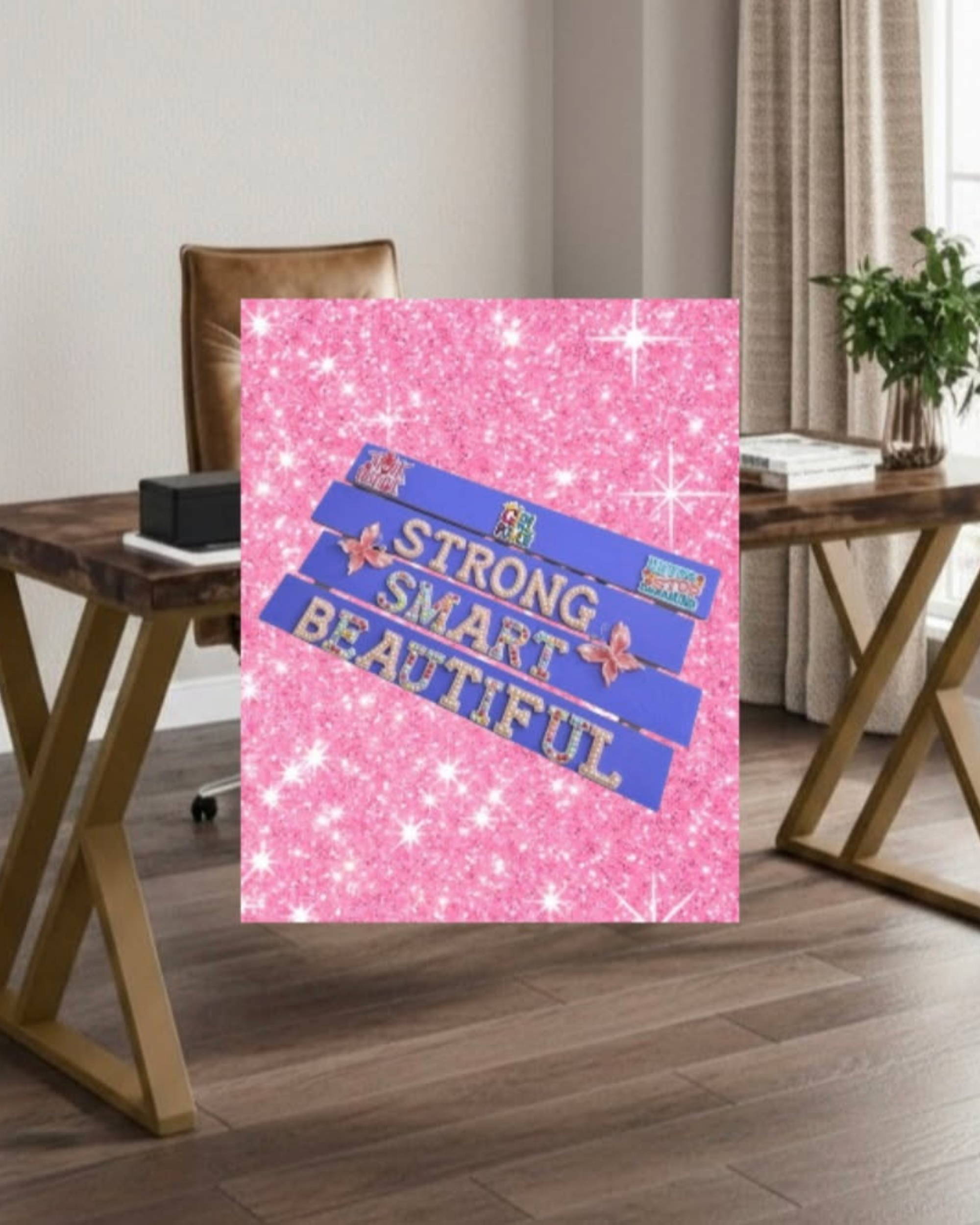 Strong Smart Beautiful Wall Art Poster | Girls Room Decor | Inspirational Kids Wall Art | Positive Affirmation Wall Decor | Girl Power Poster | Unframed Print