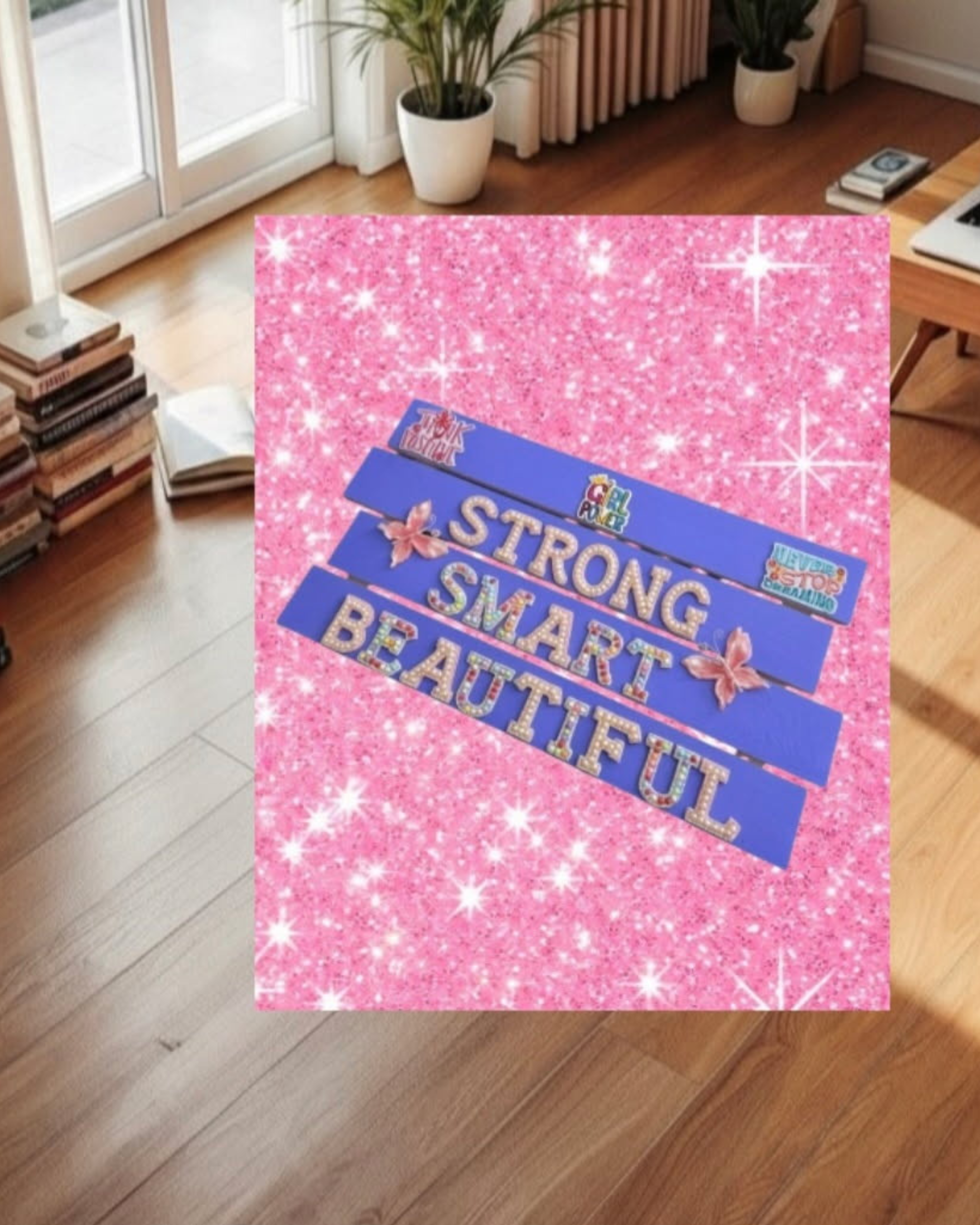 Strong Smart Beautiful Wall Art Poster | Girls Room Decor | Inspirational Kids Wall Art | Positive Affirmation Wall Decor | Girl Power Poster | Unframed Print