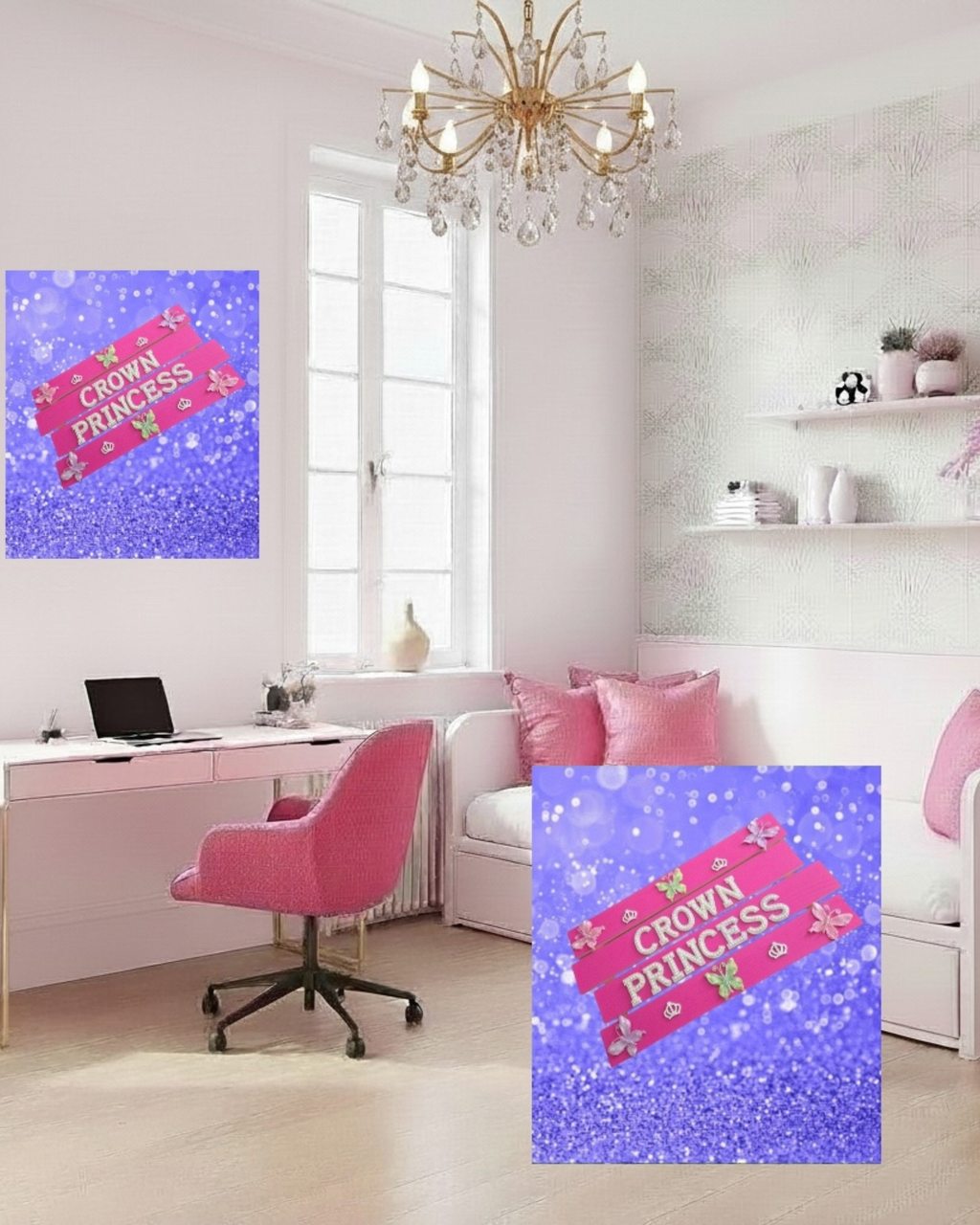 Crown Princess Wall Art Poster | Girls Room Decor | Princess Bedroom Decor | Pink Wall Art | Kids Wall Art | Little Girl Room Decor | Nursery Decor | Unframed Print