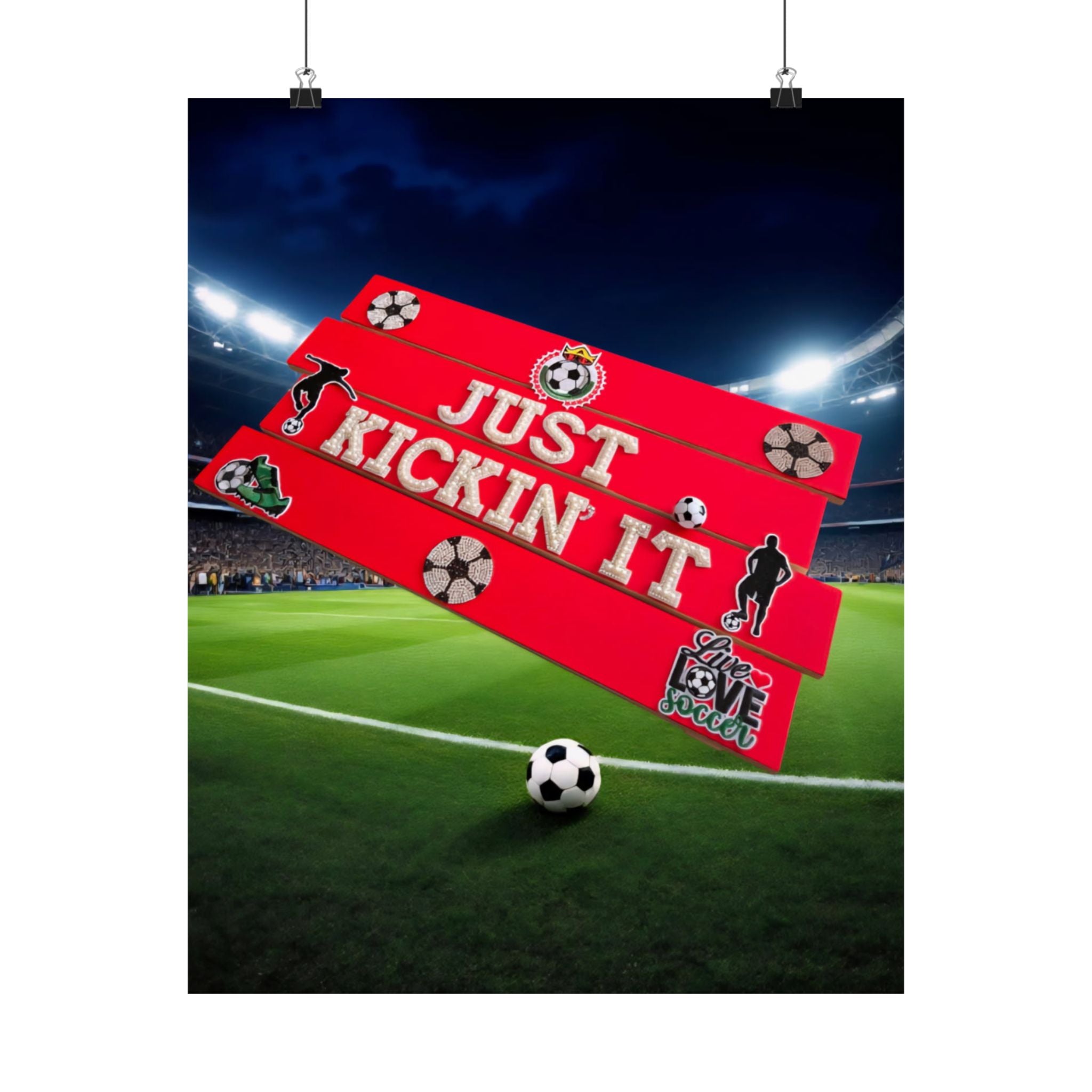 Just Kickin’ It Soccer Wall Art Poster | Kids Sports Room Decor | Soccer Wall Art | Boys Room Decor | Athlete Wall Art | Unframed Print