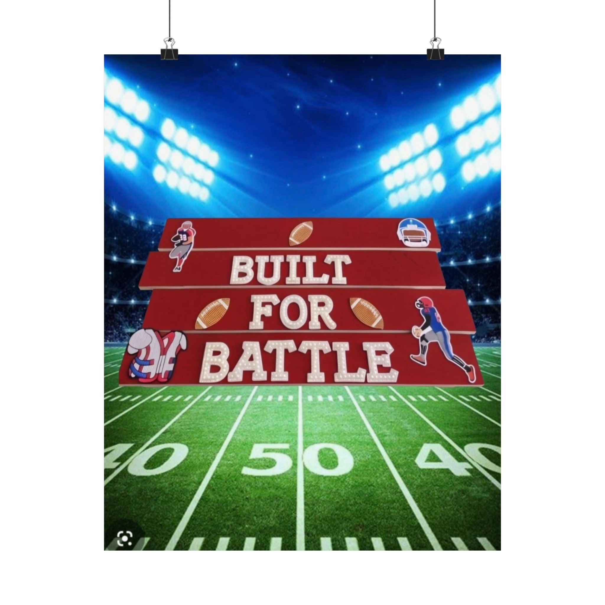 Built For Battle Football Wall Art Poster | Football Room Decor | Sports Room Decor | Football Bedroom Decor | Unframed Wall Art
