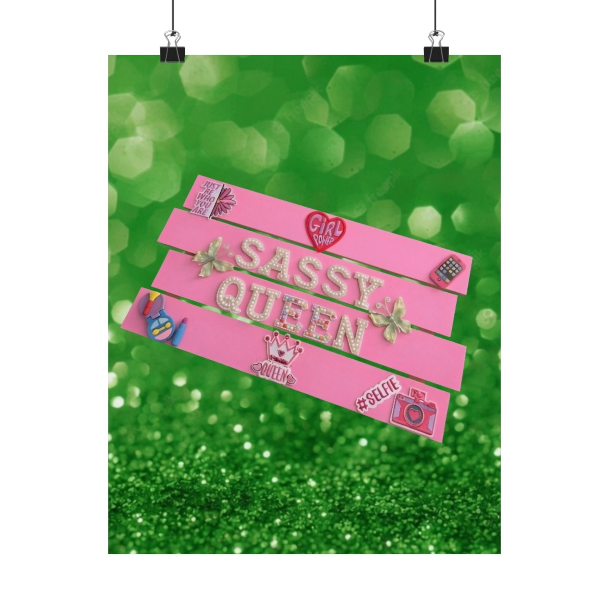 Sassy Queen Wall Art Poster | Girls Room Decor | Inspirational Kids Wall Art | Girl Power Decor | Pink Wall Art | Playroom Decor | Unframed Print