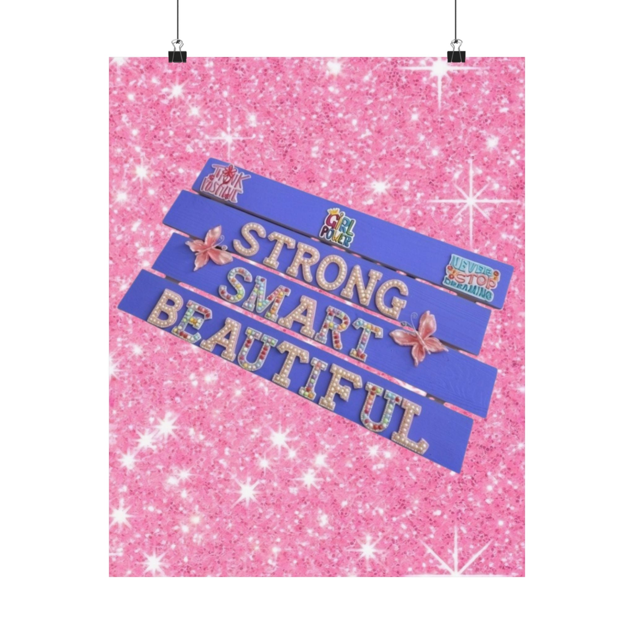 Strong Smart Beautiful Wall Art Poster | Girls Room Decor | Inspirational Kids Wall Art | Positive Affirmation Wall Decor | Girl Power Poster | Unframed Print