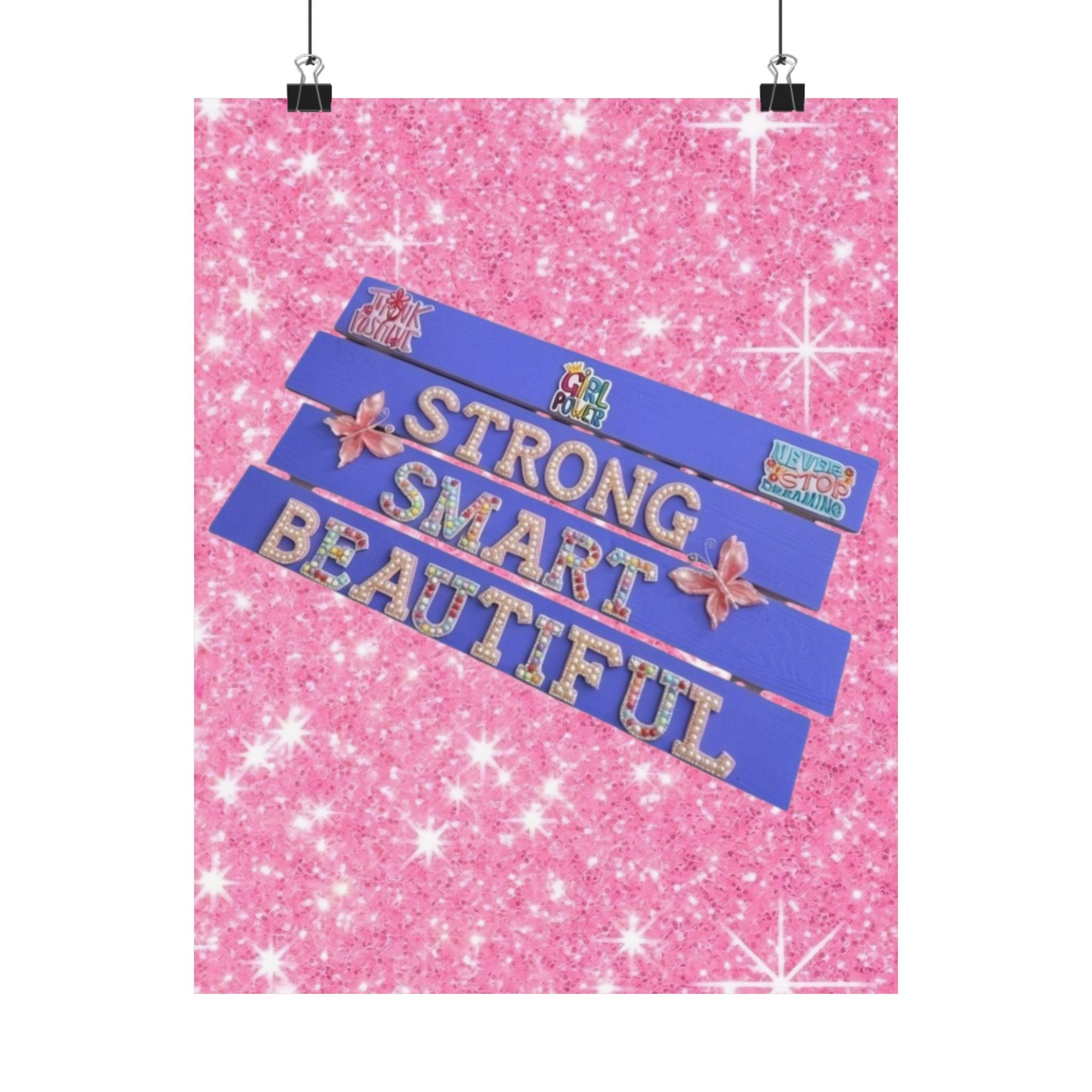 Strong Smart Beautiful Wall Art Poster | Girls Room Decor | Inspirational Kids Wall Art | Positive Affirmation Wall Decor | Girl Power Poster | Unframed Print