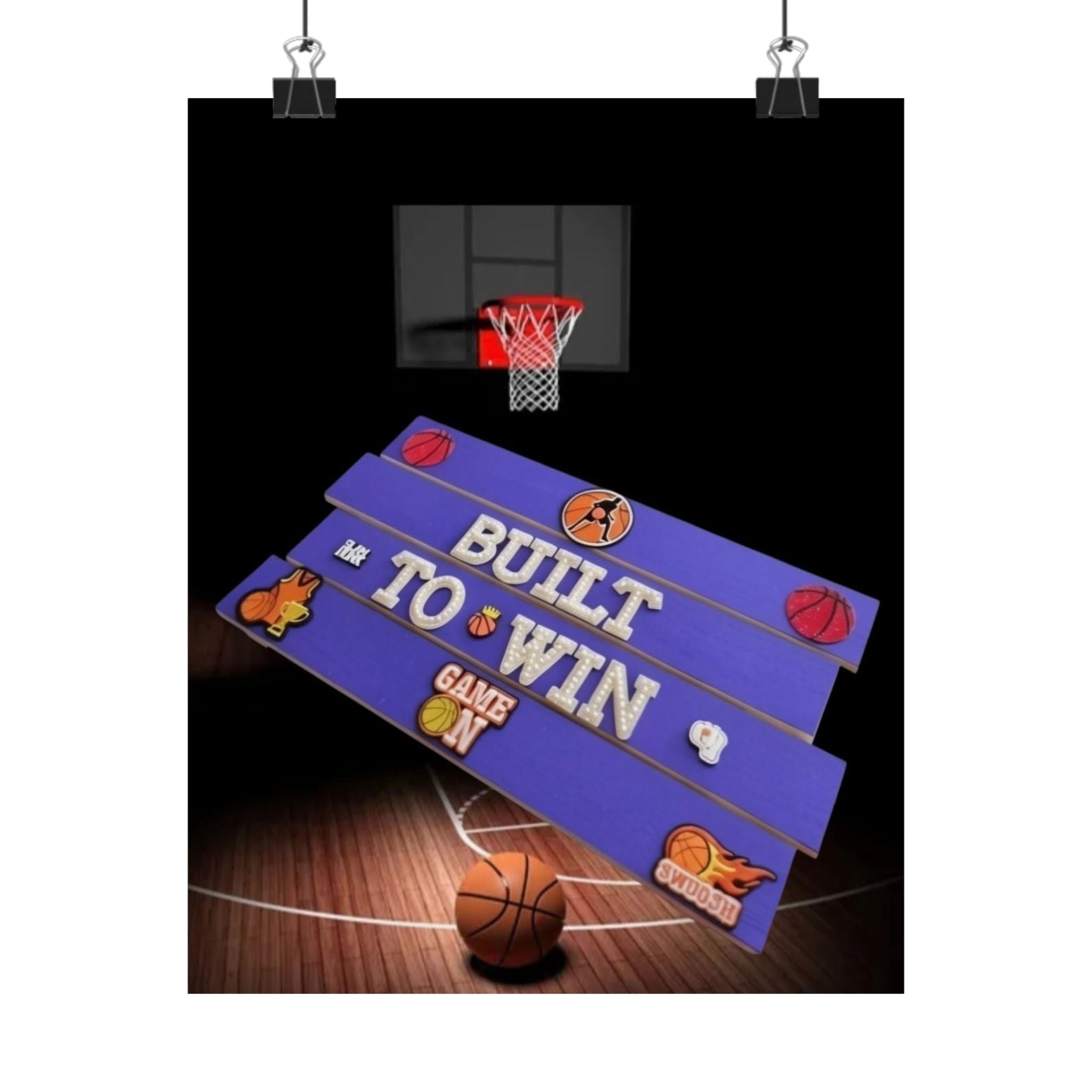 Built To Win Basketball Wall Art Poster | Basketball Wall Decor | Sports Room Decor | Basketball Bedroom Decor | Unframed Wall Art