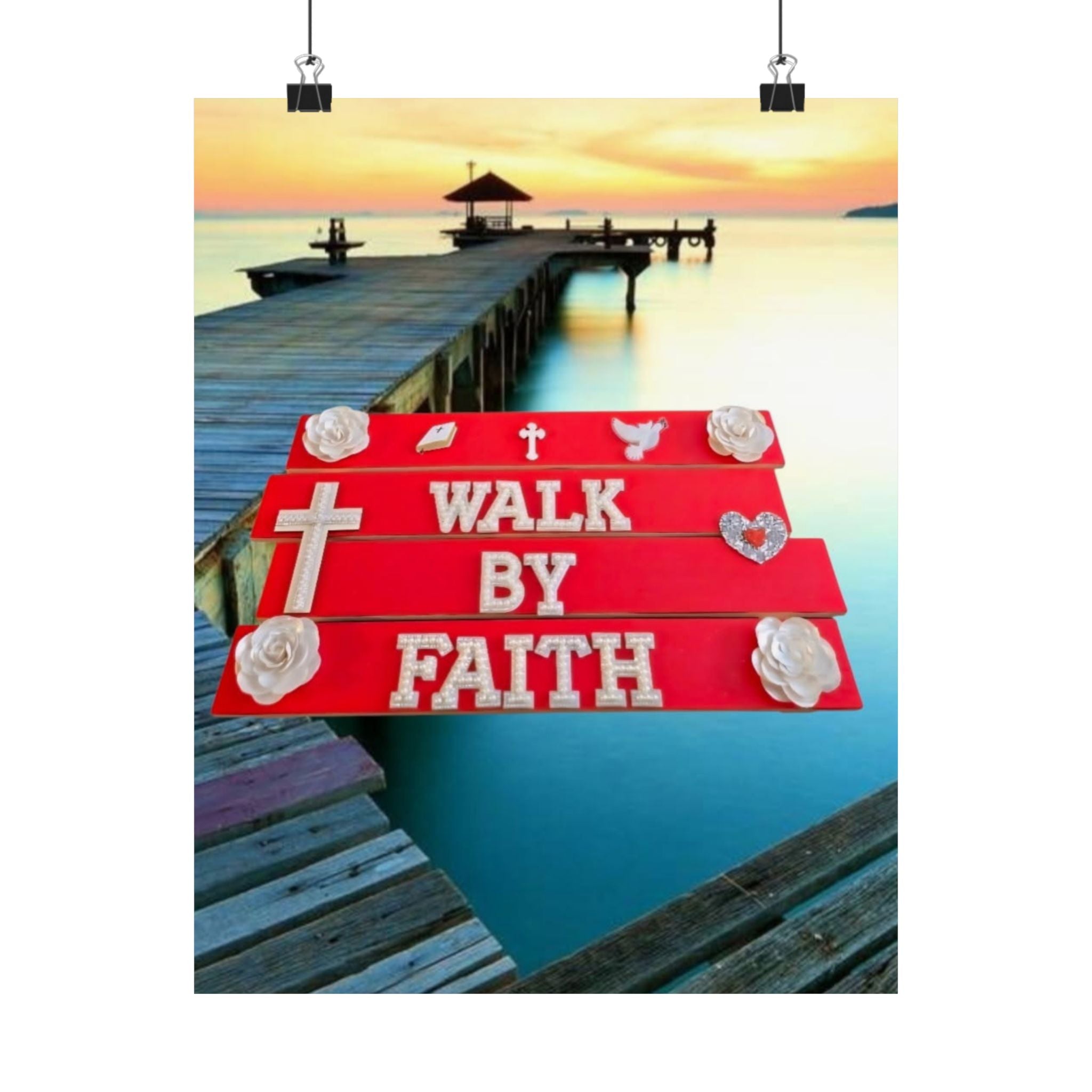 Walk By Faith Wall Art Poster | Christian Wall Decor | Inspirational Faith Print | Religious Home Decor | Bible Verse Inspired Wall Art