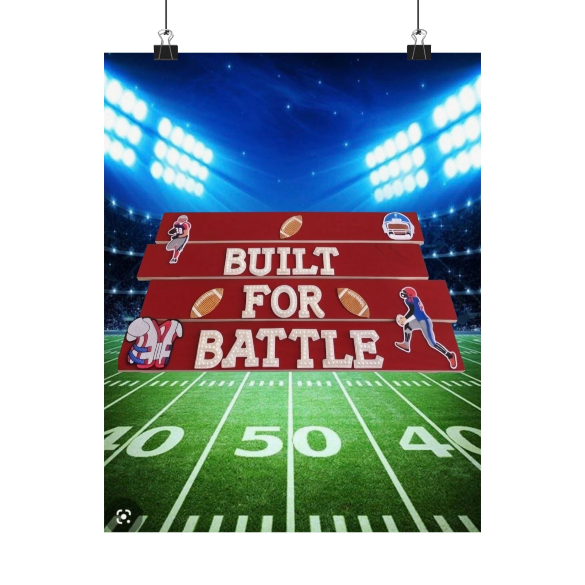 Built For Battle Football Wall Art Poster | Football Room Decor | Sports Room Decor | Football Bedroom Decor | Unframed Wall Art