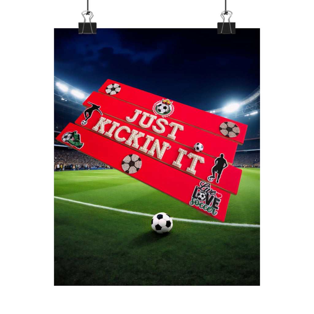 Just Kickin’ It Soccer Wall Art Poster | Kids Sports Room Decor | Soccer Wall Art | Boys Room Decor | Athlete Wall Art | Unframed Print