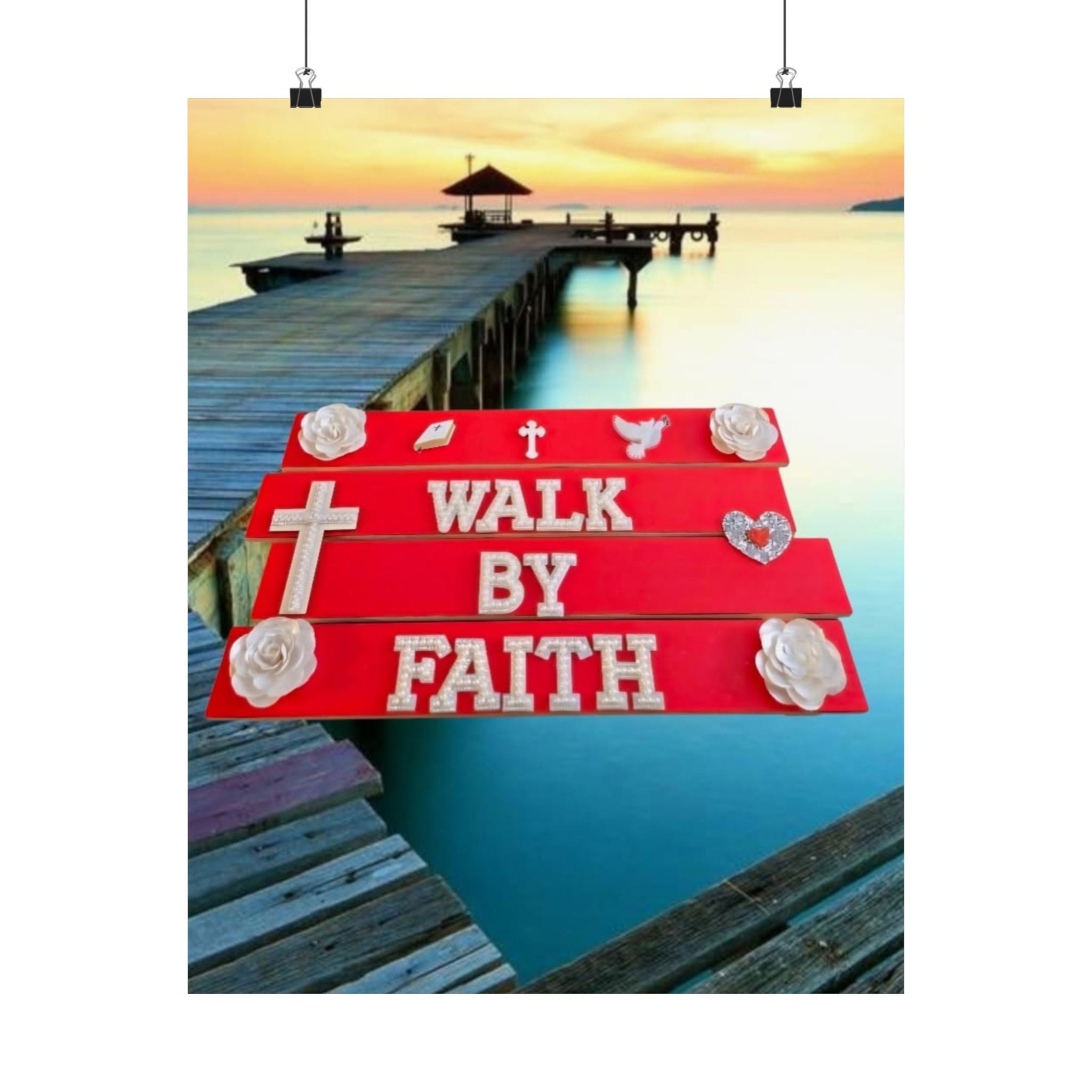 Walk By Faith Wall Art Poster | Christian Wall Decor | Inspirational Faith Print | Religious Home Decor | Bible Verse Inspired Wall Art