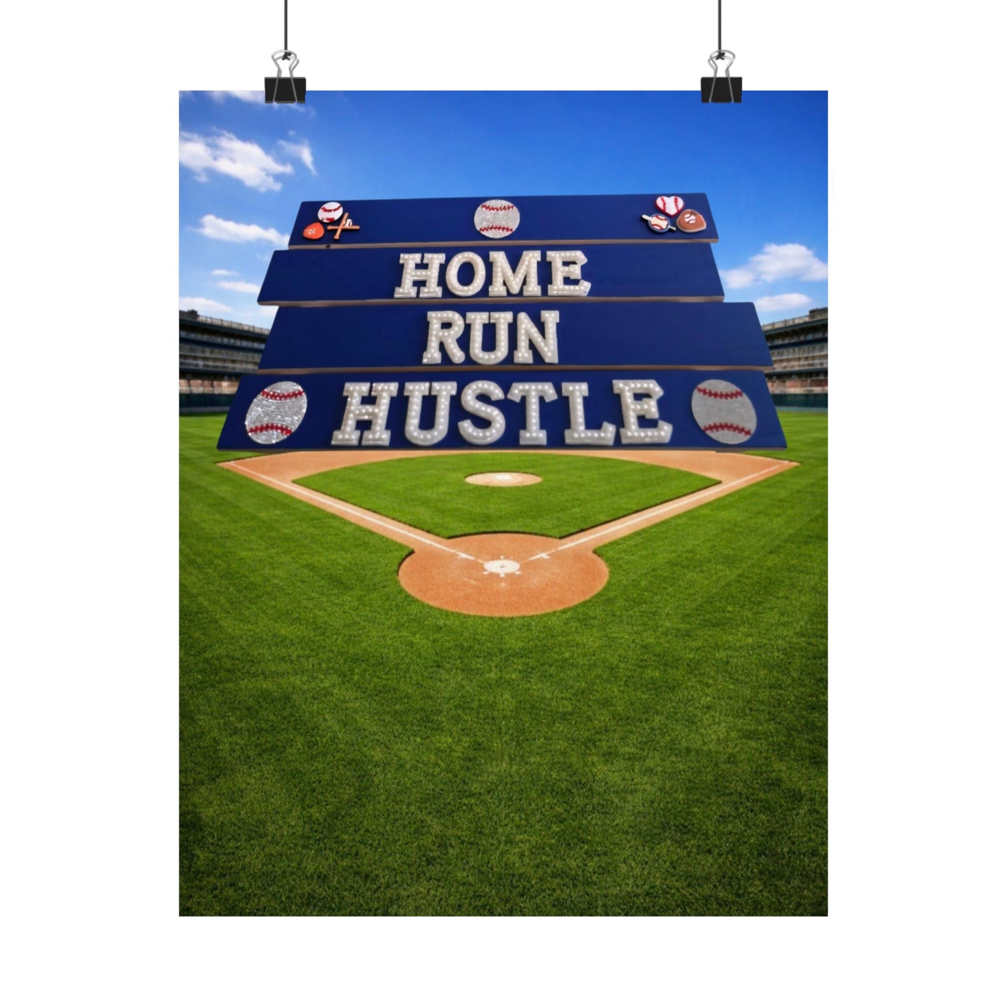 Home Run Hustle Wall Art Poster | Baseball Room Decor | Kids Sports Wall Art | Baseball Bedroom Decor | Athlete Wall Decor | Boys Room Decor | Unframed Print