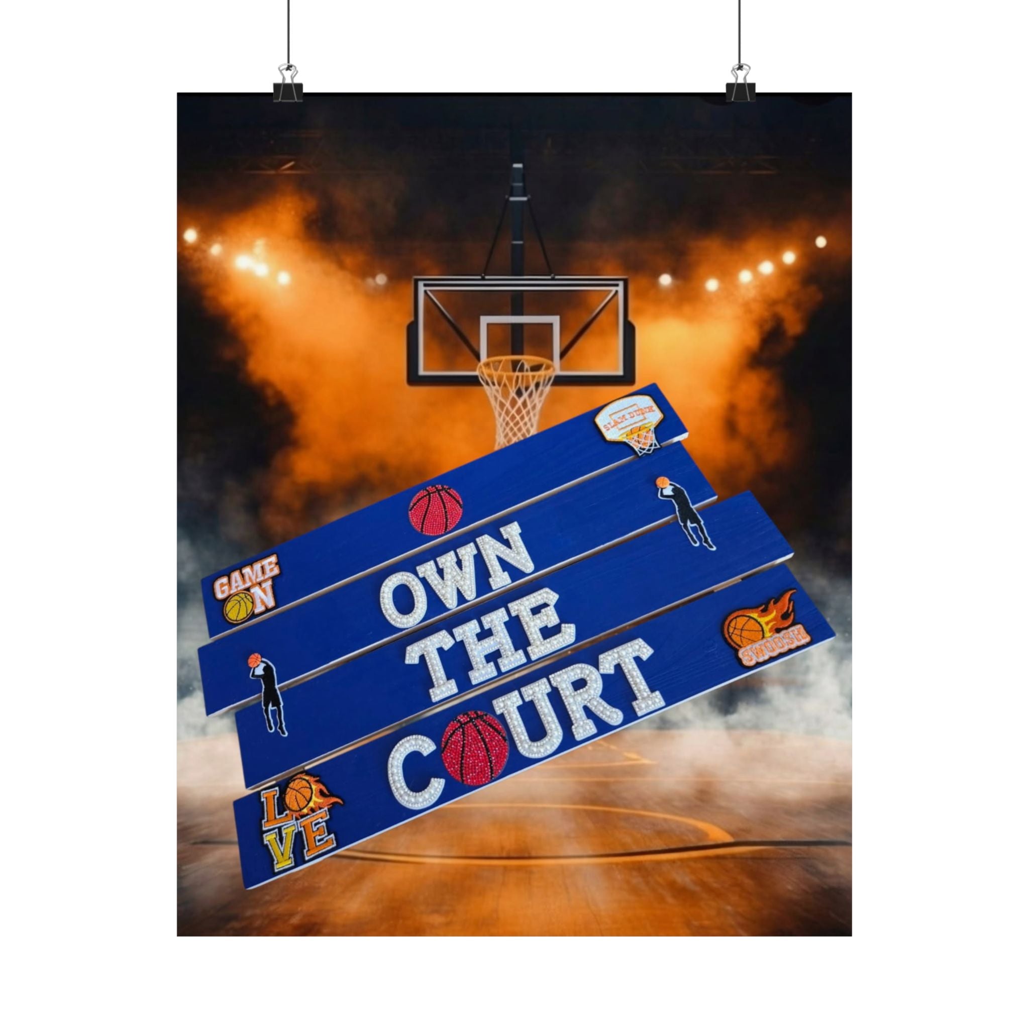 Own The Court Basketball Wall Art Poster | Basketball Wall Decor | Sports Room Decor | Basketball Bedroom Decor | Unframed Wall Art