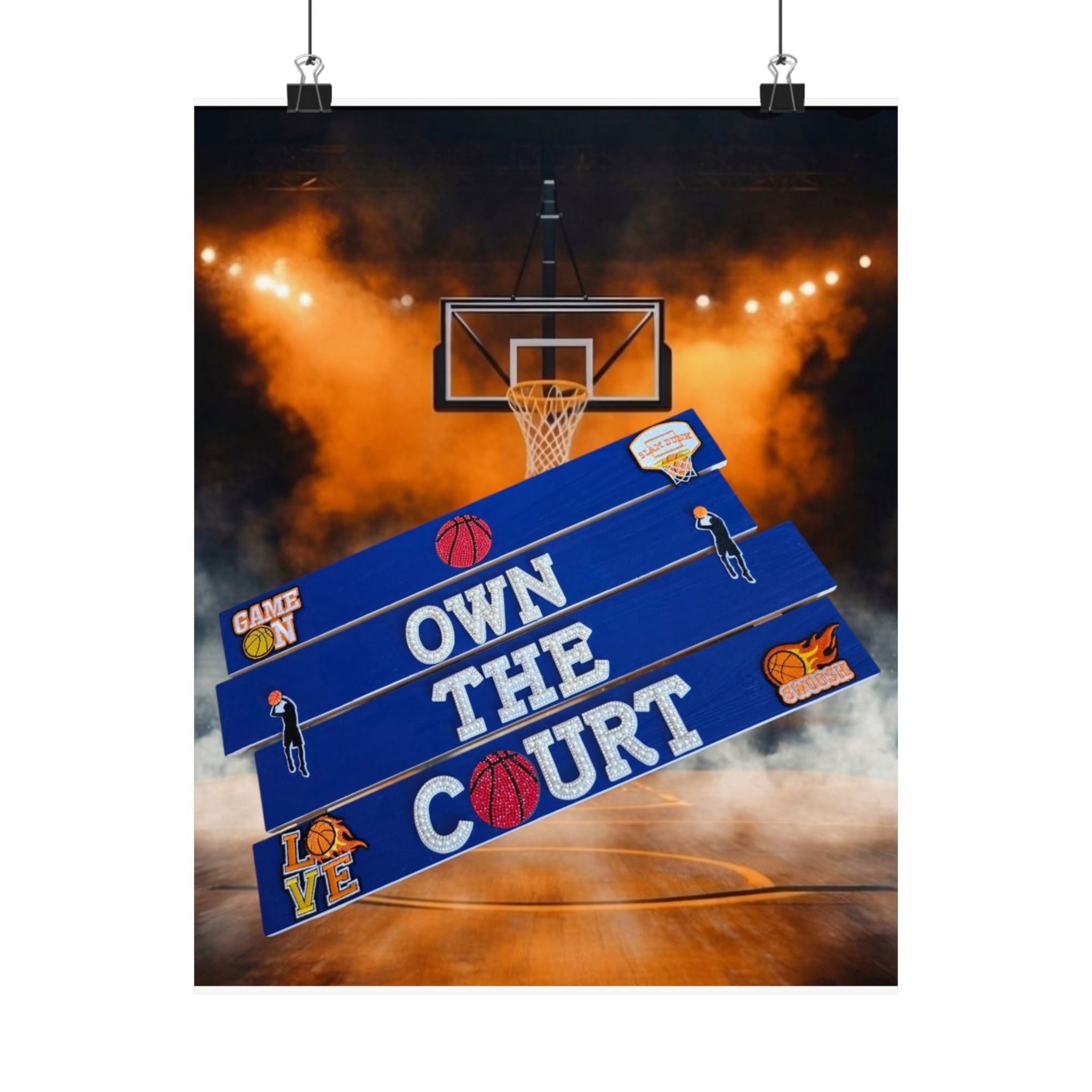 Own The Court Basketball Wall Art Poster | Basketball Wall Decor | Sports Room Decor | Basketball Bedroom Decor | Unframed Wall Art