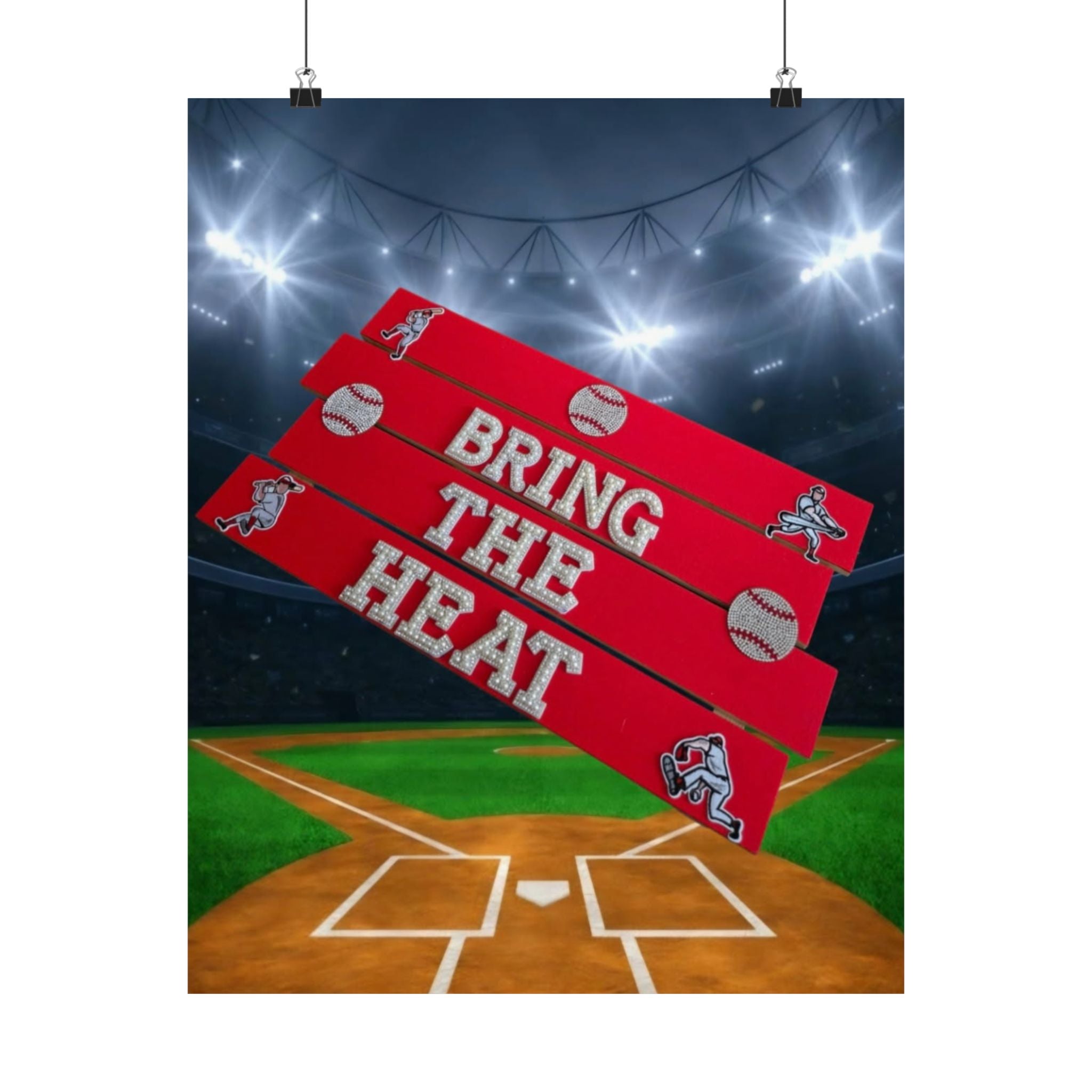 Bring The Heat Baseball Wall Art Poster | Baseball Room Decor | Sports Room Decor | Baseball Bedroom Decor | Unframed Wall Art